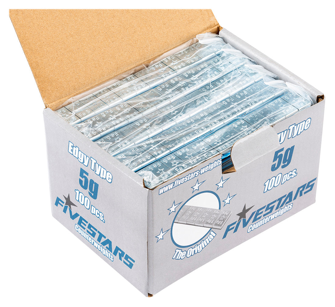 Striscia adesiva pesi equilibratura, contrappesi adesivi per cerchioni auto, pesi di bilanciatura, per auto, furgoni e SUV, 5 g Edgy FiveStars 100 strisce