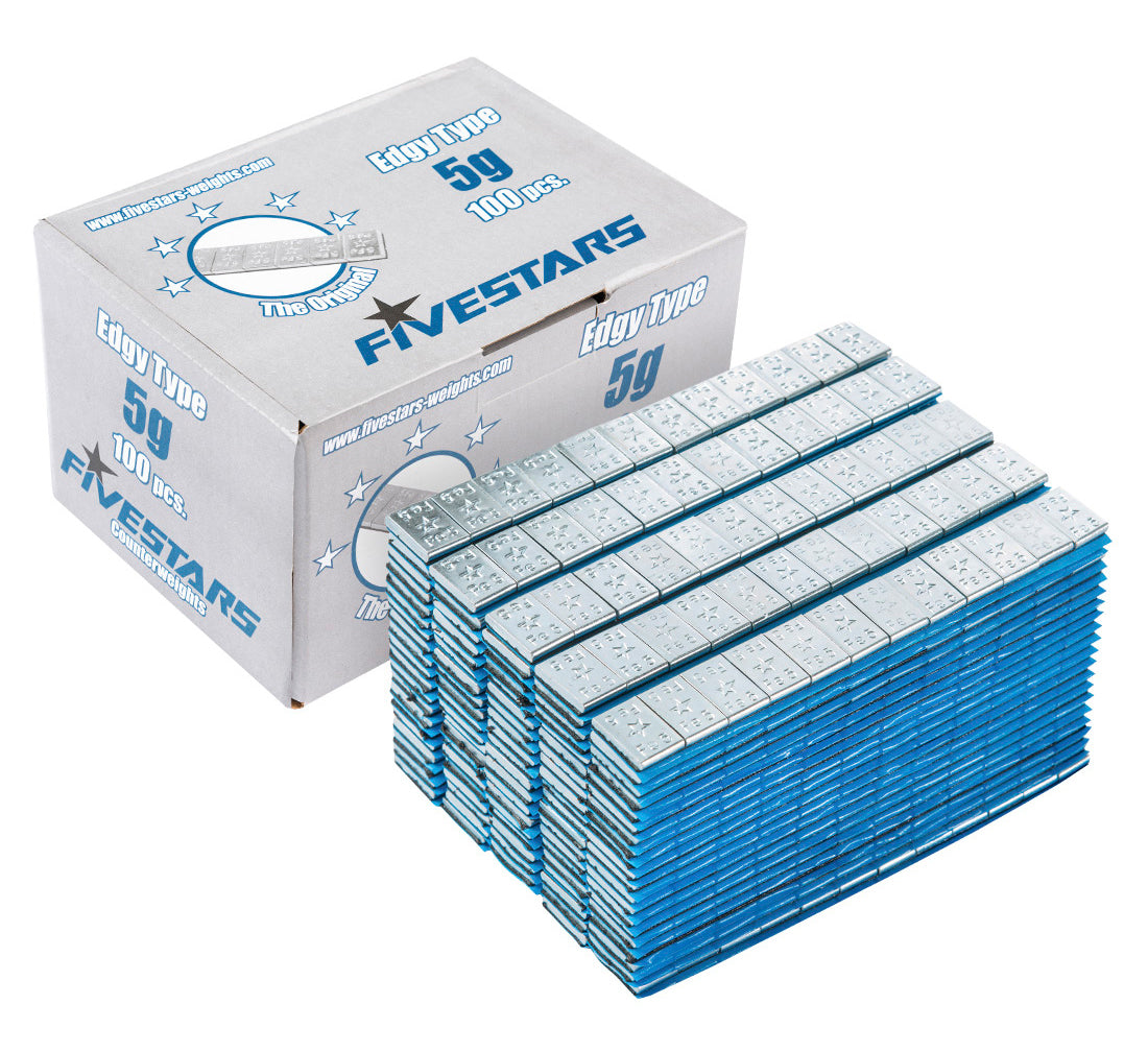 Striscia adesiva pesi equilibratura, contrappesi adesivi per cerchioni auto, pesi di bilanciatura, per auto, furgoni e SUV, 5 g Edgy FiveStars 100 strisce