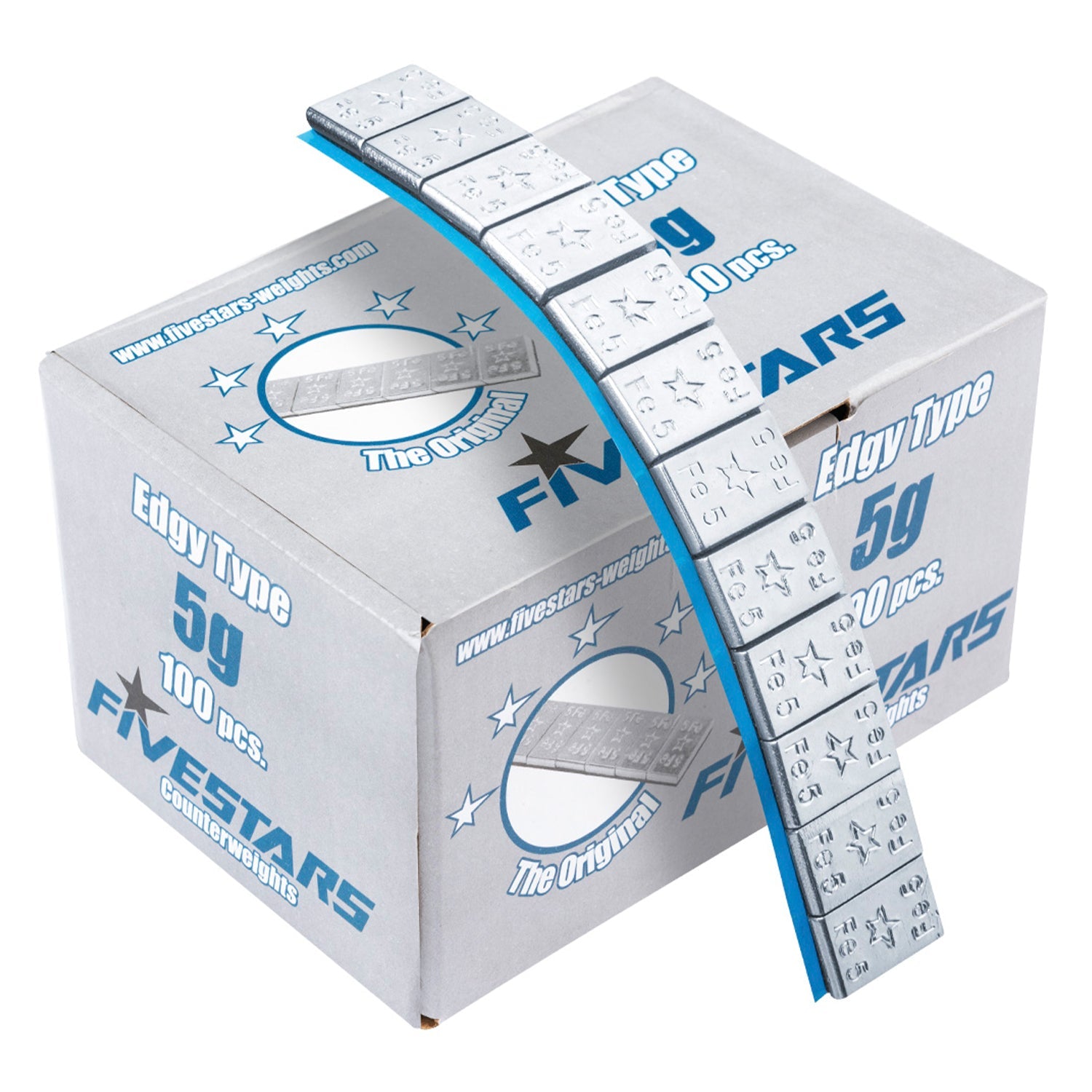 Striscia adesiva pesi equilibratura, contrappesi adesivi per cerchioni auto, pesi di bilanciatura, per auto, furgoni e SUV, 5 g Edgy FiveStars 100 strisce