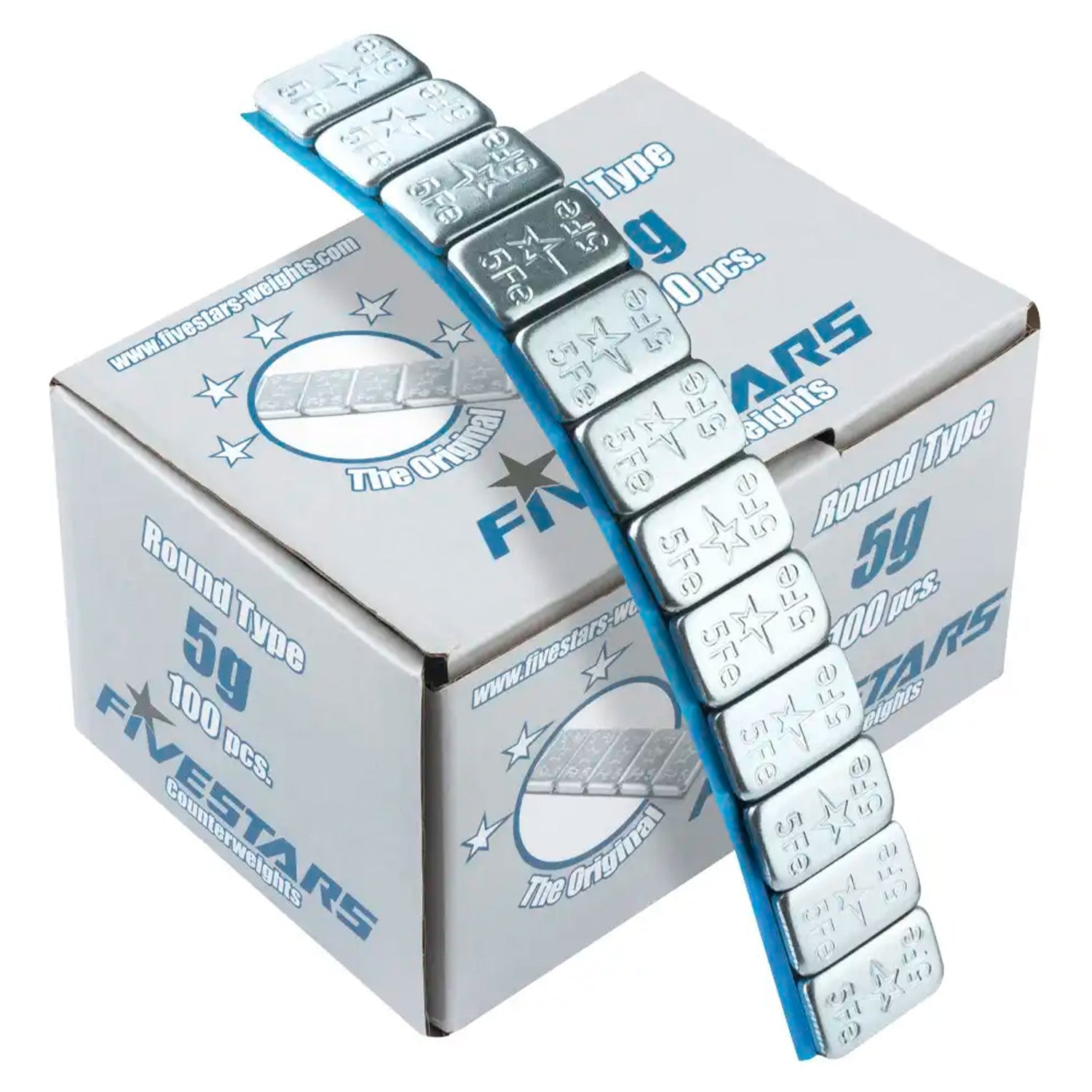 Striscia adesiva pesi equilibratura, contrappesi adesivi per cerchioni auto, pesi di bilanciatura, per auto, furgoni e SUV, 5 g round FiveStars 100 strisce