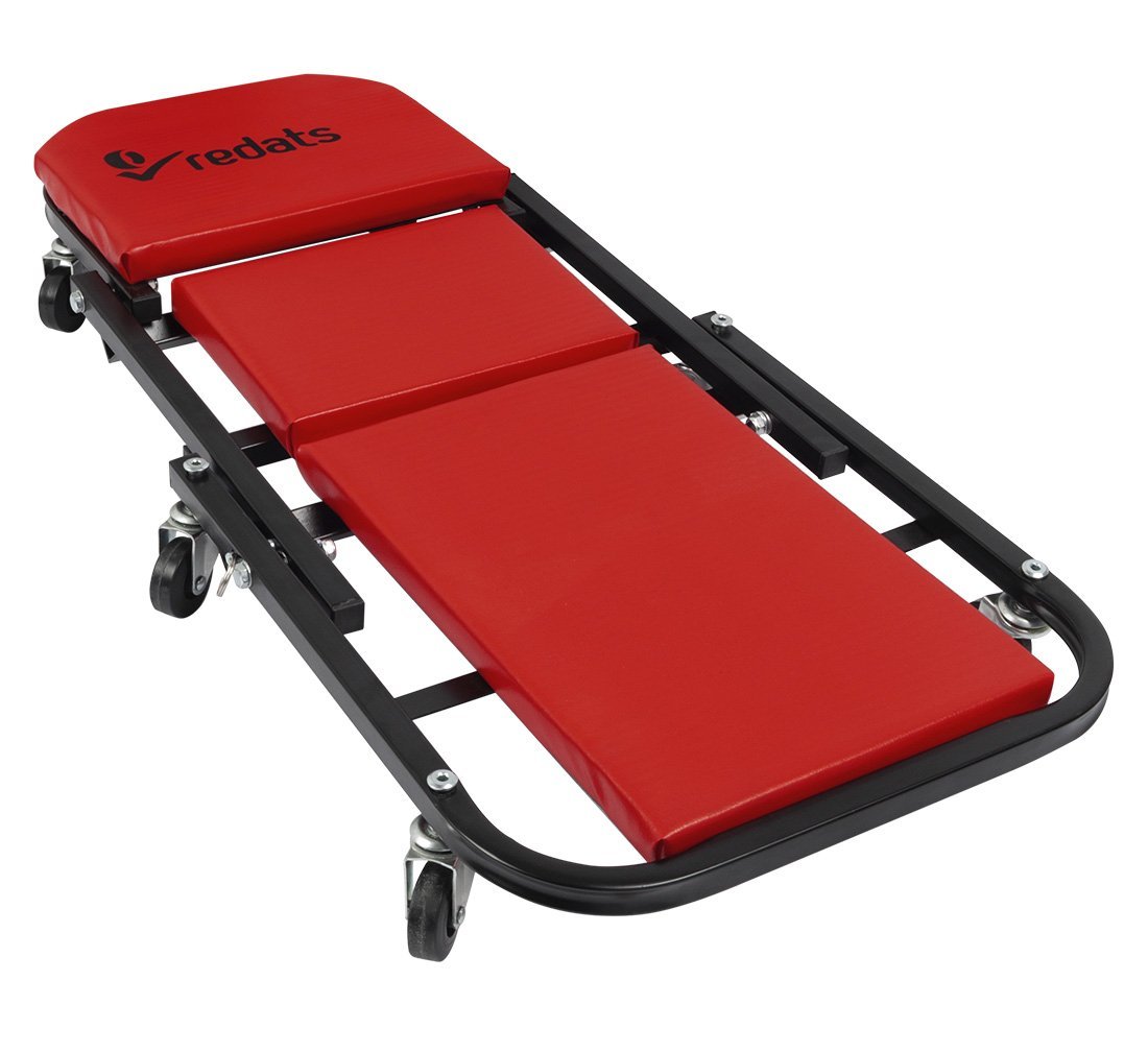 Carrello sotto auto professionale, sgabello da officina, lettino meccanico sottomacchina, pedana montaggio, riparazioni meccanico con ruote e poggiatesta, Redats