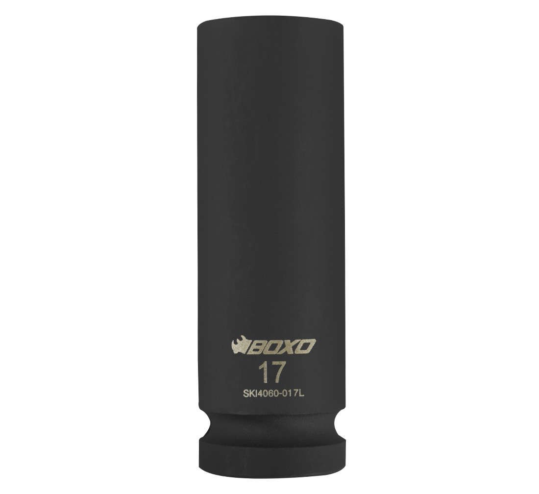 Chiave a bussola lunga ad impatto-a percussione 17 mm con attacco da 1/2" pollici, Cr-mo, lunghezza 78 mm