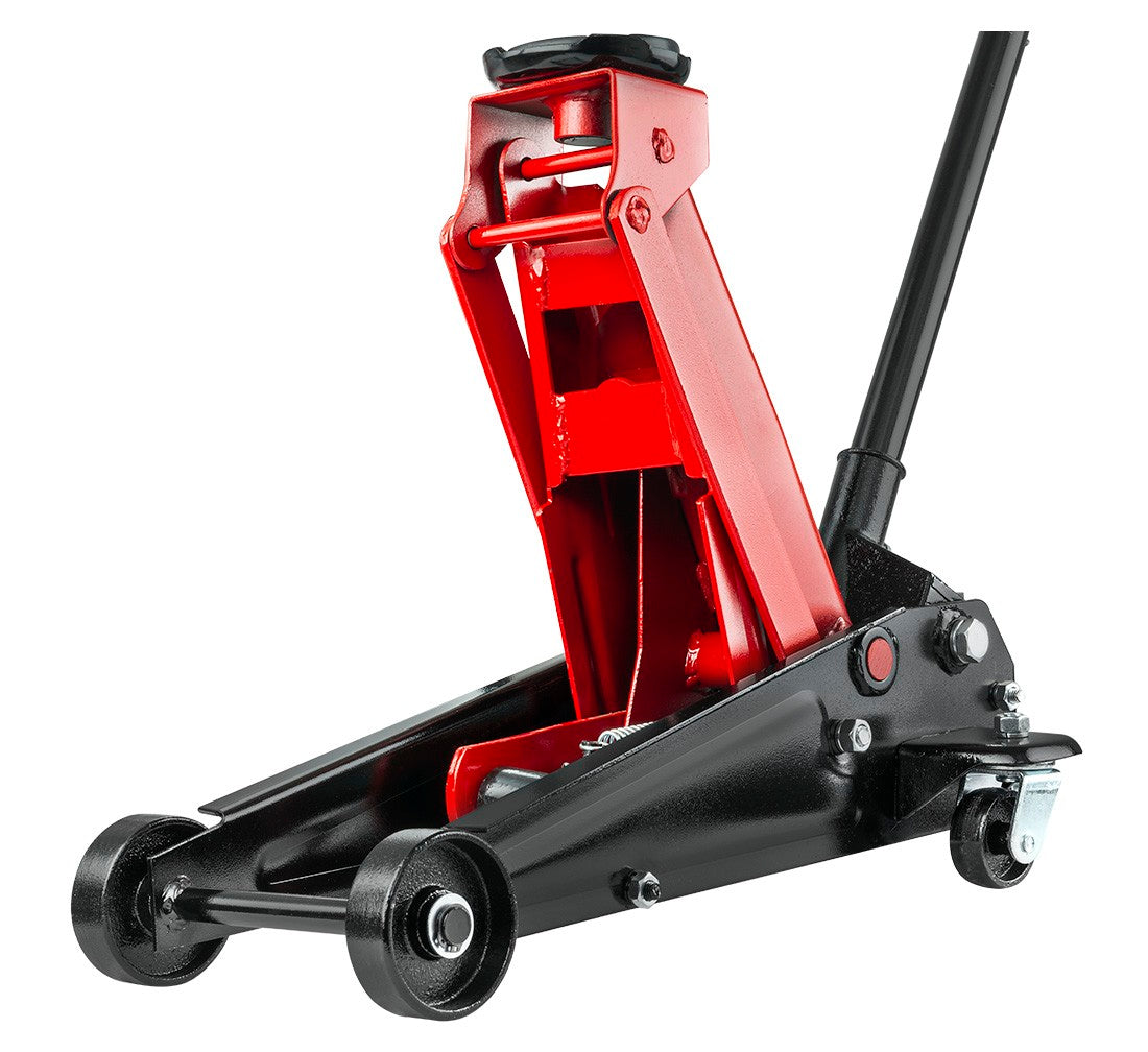 Cric sollevatore auto, martinetto idraulico professionale a carrello con profilo ribassato, 3 t con maniglia a pedale sollevamento rapido