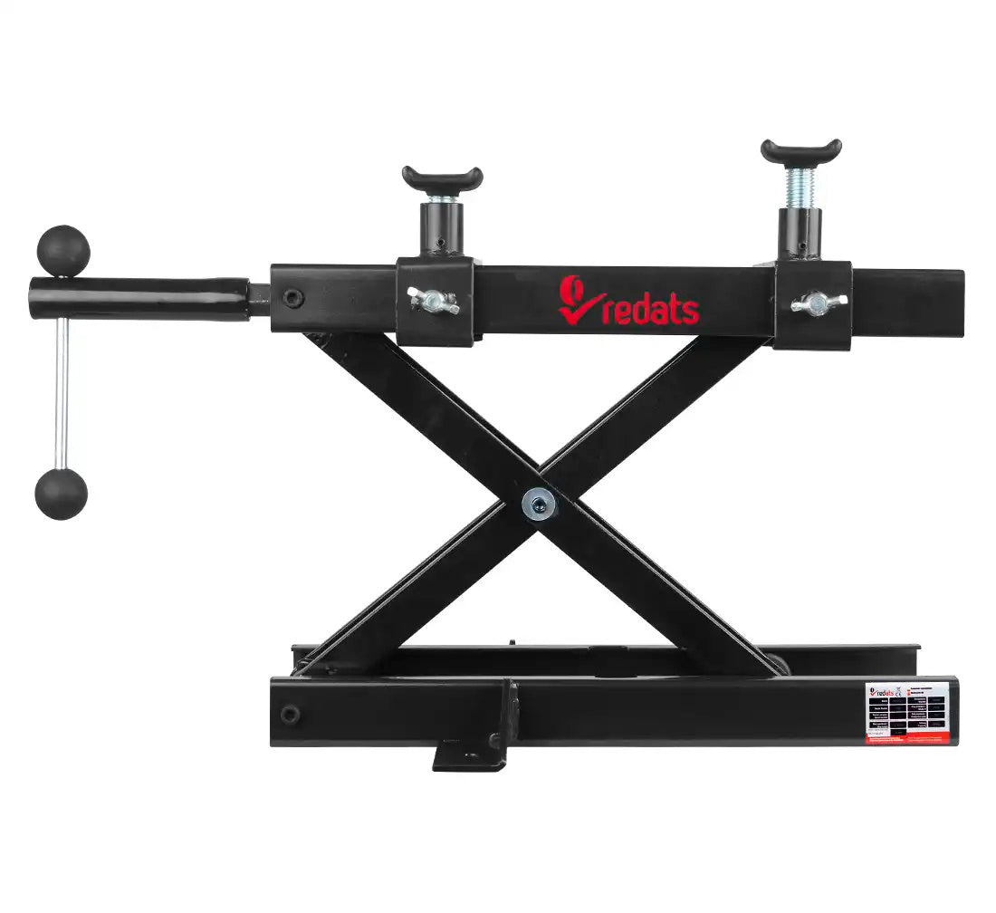 Ponte sollevatore cric idraulico a forbice per moto da officina capacità max. 500kg altezza regolabile 9,5-42,5 cm, cavalletto alzamoto con 2 selle antiscivolo da officina operazione idraulica, Redats