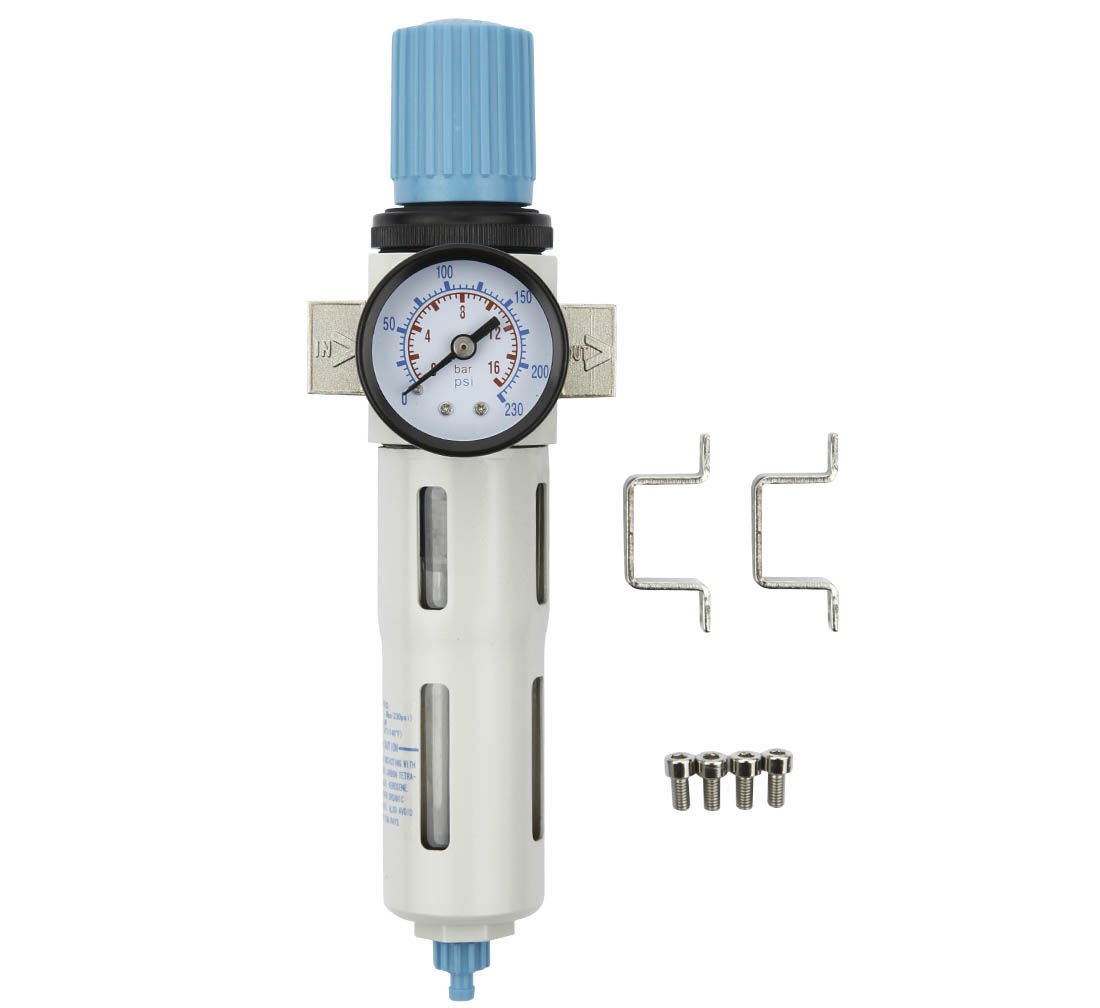 Filtro aria con regolatore di pressione del separatore d'acqua, regolatore del compressore d'aria con valvola di riduzione della pressione e manometro, accessorio per utensili pneumatici, 1/4 P-750 Pro
