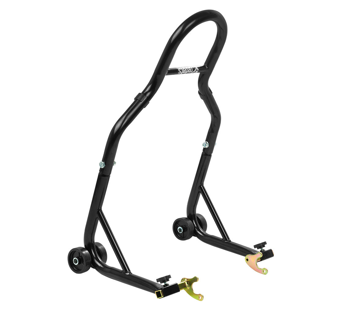 Cavalletto per ruote posteriori per il sollevamento della moto bici garage capacità carico max. 300kg, cavalletto supporto per moto bici da officina adatto testa della forcella a doppia u + l, Redats
