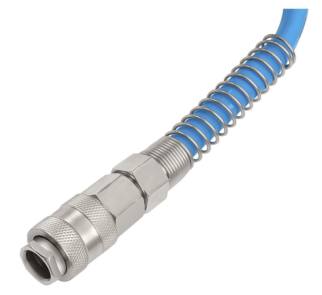 Tubo a spirale per aria compressa, 15 m diametro 8 × 12 mm con attacchi rapidi inclusi