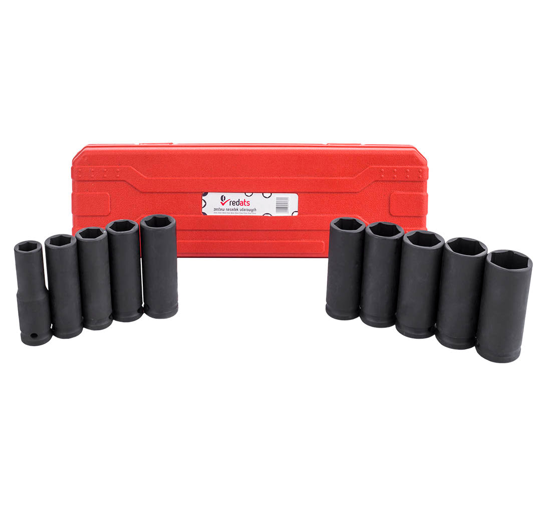 Chiavi a bussola 1/2", set 10 bussole, 13-26mm, bussole a impulsi con custodia in plastica