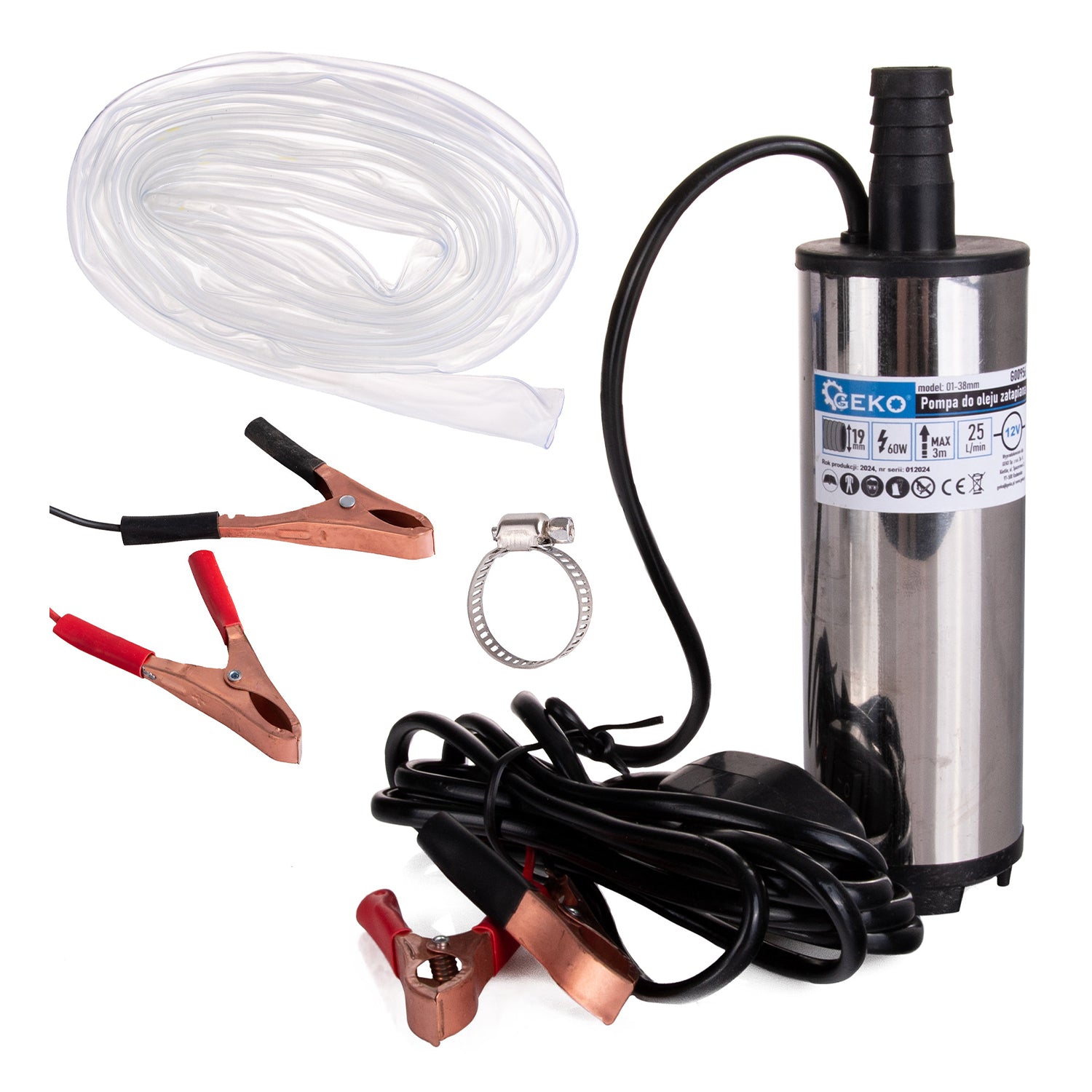 Pompa sommersa 60w 12 v 25 l/min con tubo da 3 m per trasferimento gasolio e liquidi,pompa sommergibile per pompaggio di acqua diesel