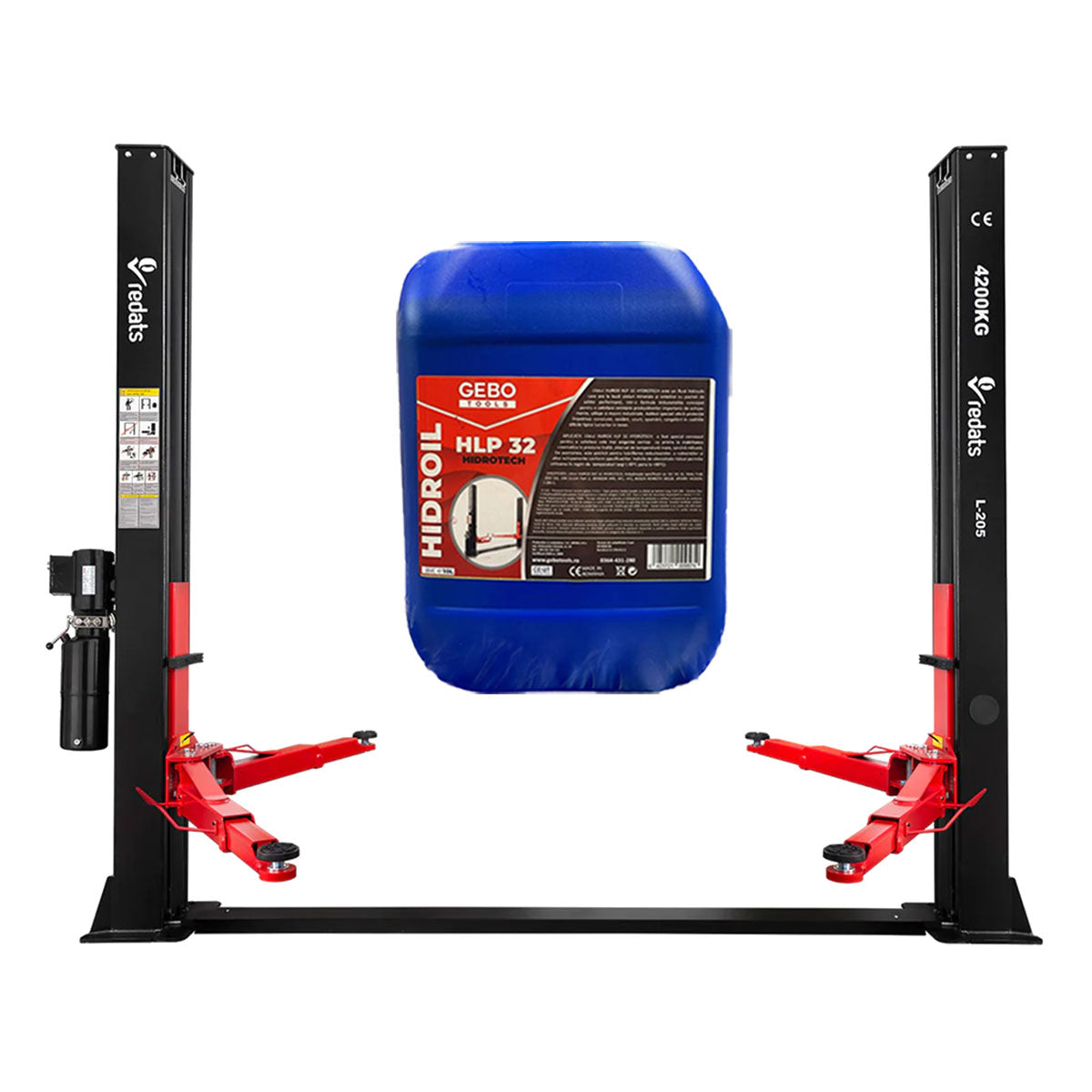Ponte sollevatore auto a 2 colonne, portata 4200 kg, 380v, idraulico, sblocco manuale elettroidraulico, Redats