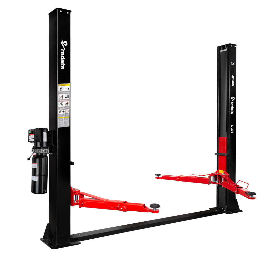 Ponte sollevatore auto a 2 colonne, portata 4200 kg, 380v, idraulico, sblocco manuale elettroidraulico, Redats