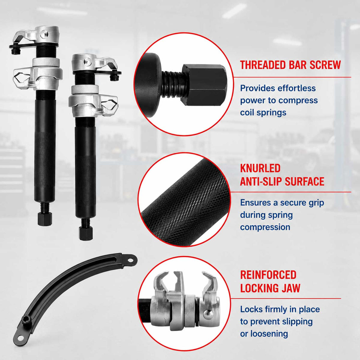 Set-kit compressore molla ammortizzatore per auto, professionale, 1, 2 tonnellate, kit 2 pezzi Gebo Tools
