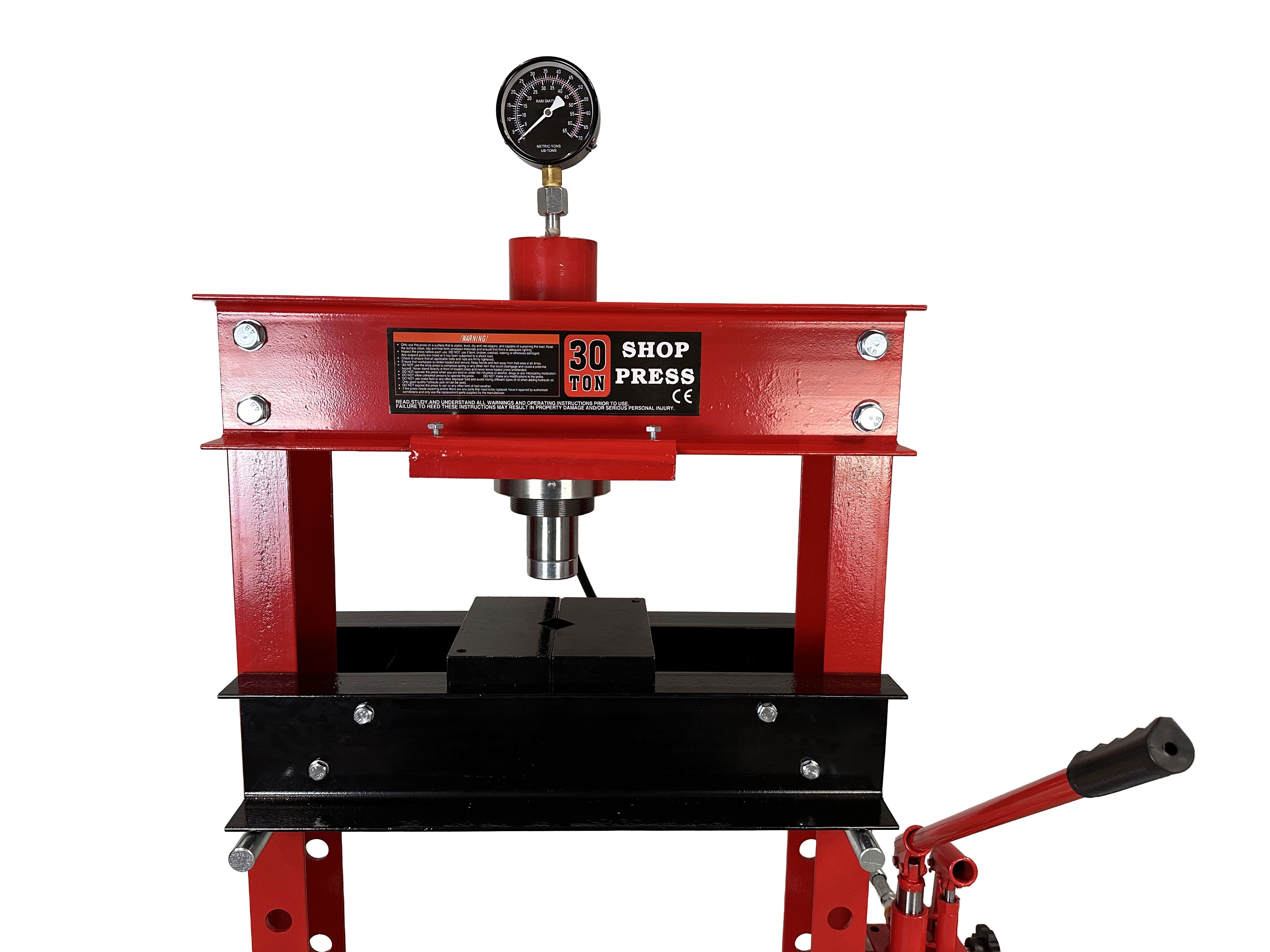 Pressa idraulica da officina 30 tonnellate a telaio per cuscinetti con manometro, a doppia azione, Gebo Tools