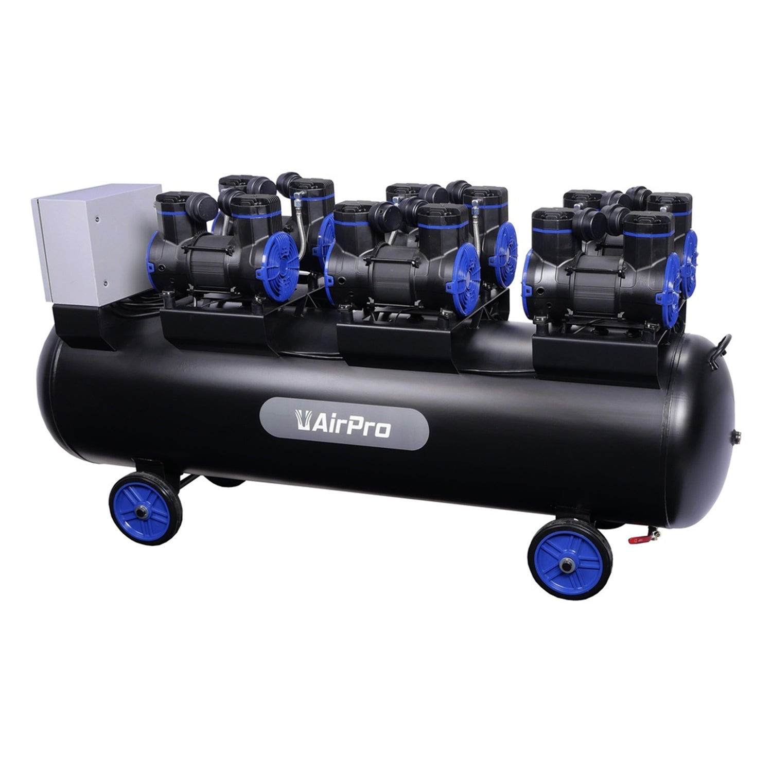 Compressore aria silenziato - con capacità del serbatoio di 300 litri - senza olio, oil free - per utensili pneumatici, 6 × 2 HP Airpro