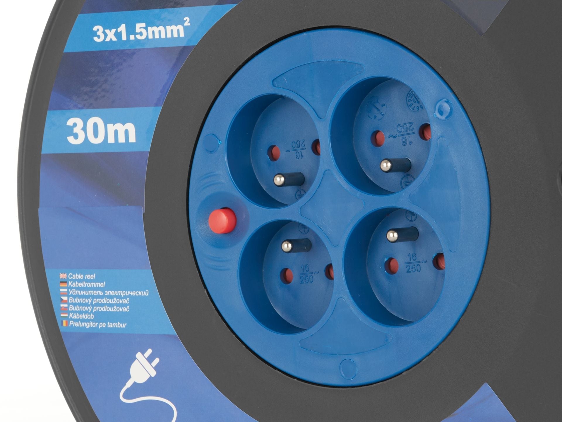 Avvolgicavo 4 uscite-prese 3 × 1,5 mm 30 m