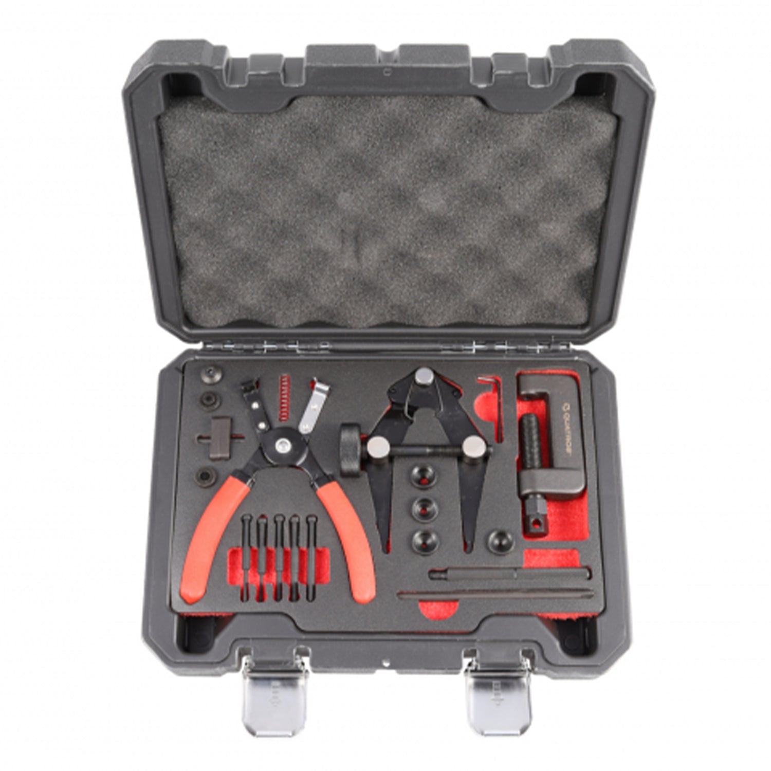 Attrezzo smontaggio/rimontaggio catene, kit per catena motocicli, kit di smagliacatena, con custodia per il trasporto, kit assortito, tagliacatena e rivettatrice, strumento di rimozione catena per moto, bici, ATV, 21 pezzi