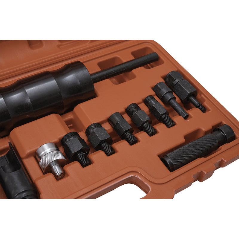 Kit estrattore iniettori motore diesel 14 pz universale con martello scorrevole, set di 14 attrezzi per la rimozione di iniettori diesel