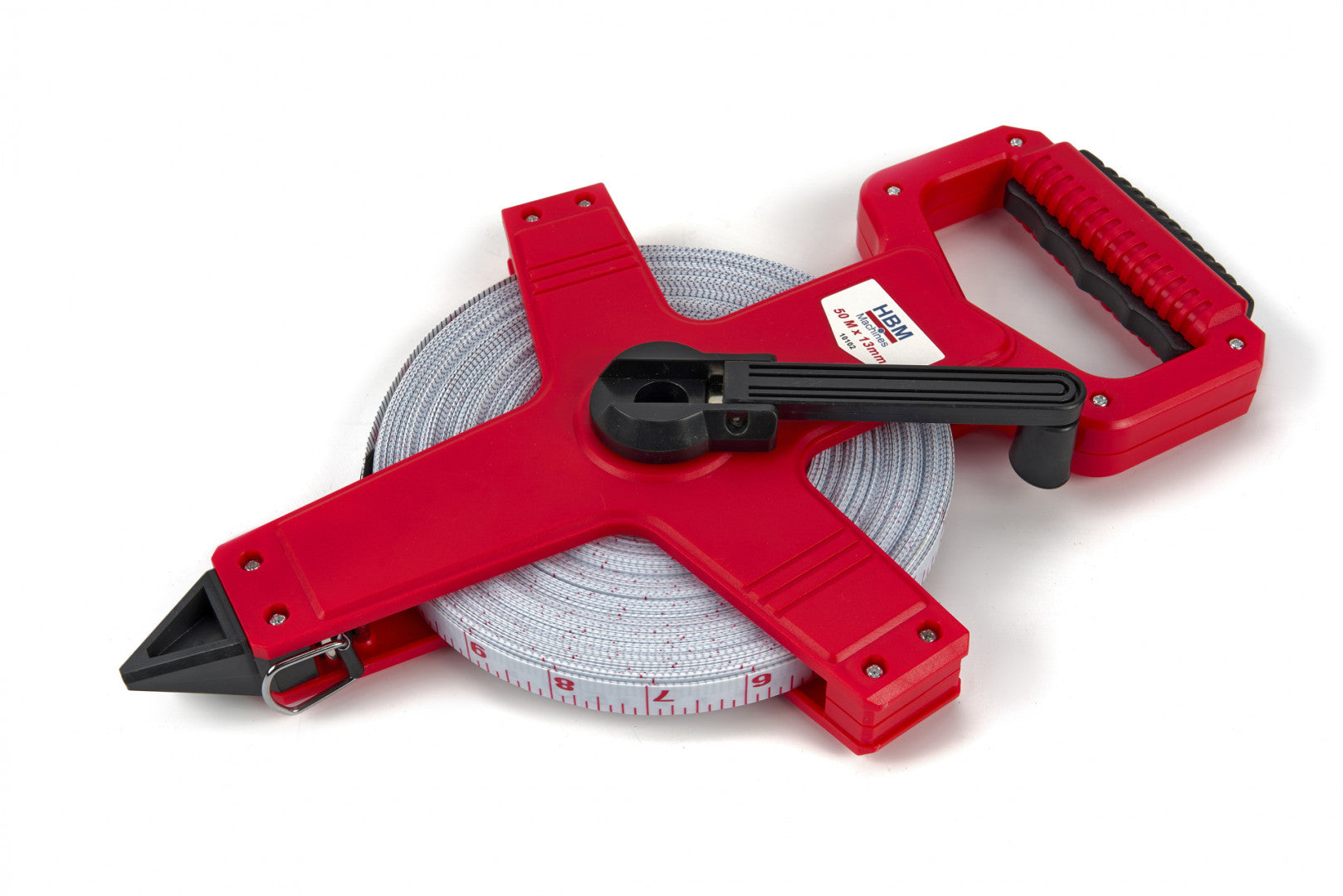Rotella metrica professionale con impugnatura, per rilievi topografici, con nastro in fibra di vetro 50 m x 13mm Hbm