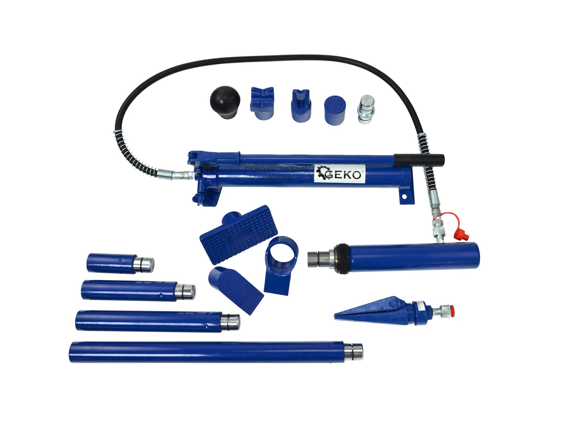 Pressa per carrozzeria idraulica con potenza 10t, set esteso per la rimozione ammaccature inclusa pressa, 15 pezzi di spinta, distaccatore, custodia, utensile professionale automobilistico, martinetto idraulico kit riparazione carrozzeria