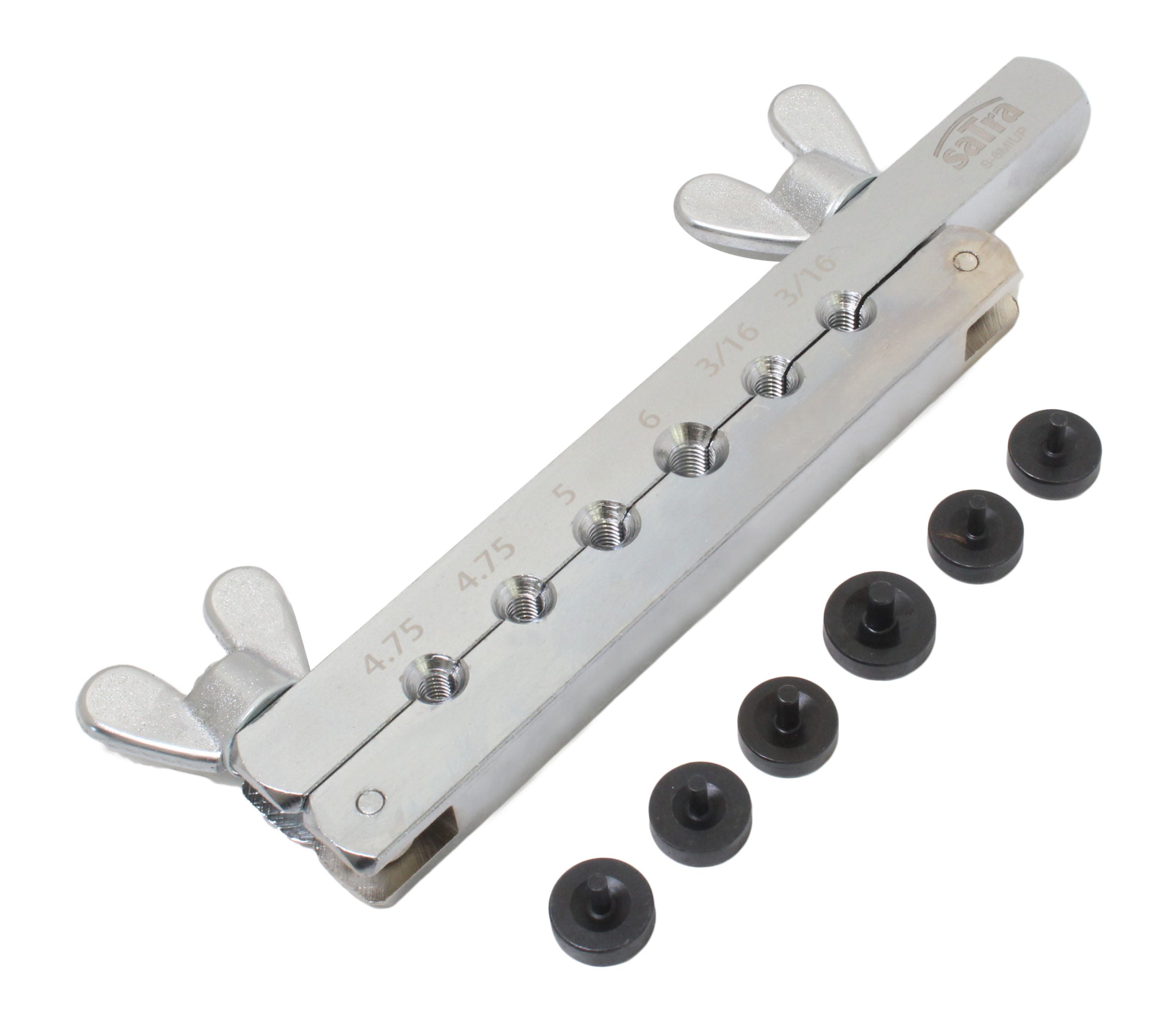 Dima di ricambio per cartellatrice in metri-pollici per tubi 4,75 mm x pz., 3/16″ x 2 pz., 5 mm x 1 pz., 6 mm x 1 pz. (6 adattatori) ricambio professionale per svasatura tubi rame alluminio ottone