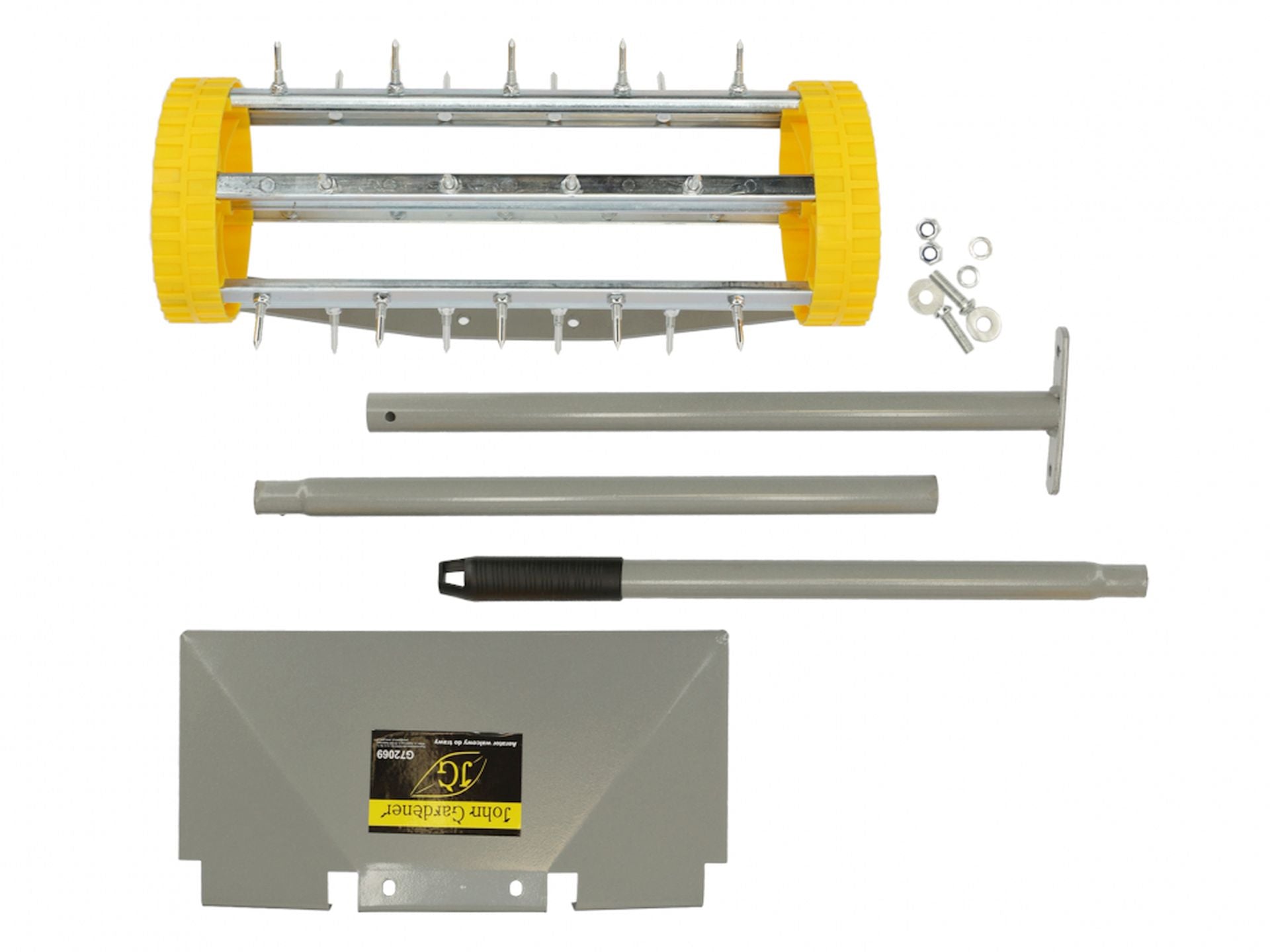 Scarificatore manuale con rullo aeratore,arieggiatore per prati,erba e giardini, con chiodi, punte per impieghi gravosi, Geko