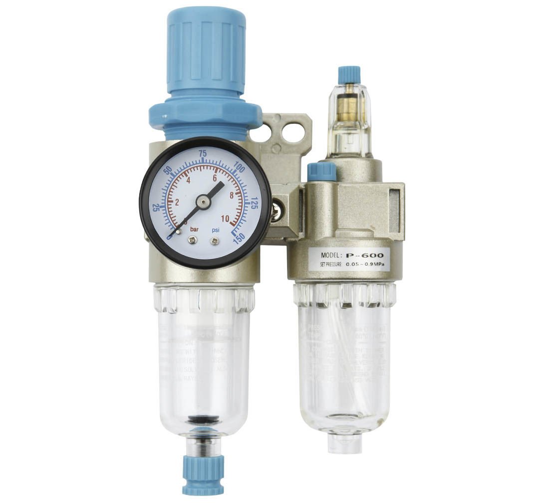 Separatore d'acqua e olio ad aria compressa, riduttore di pressione per compressore, filtro regolatore con manometro 1/4 " P600