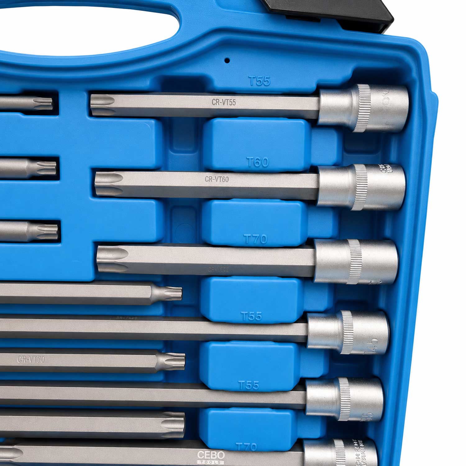 Set-kit chiavi a bussola con inserti Torx lunghi 1/2", 32 pezzi Gebo Tools