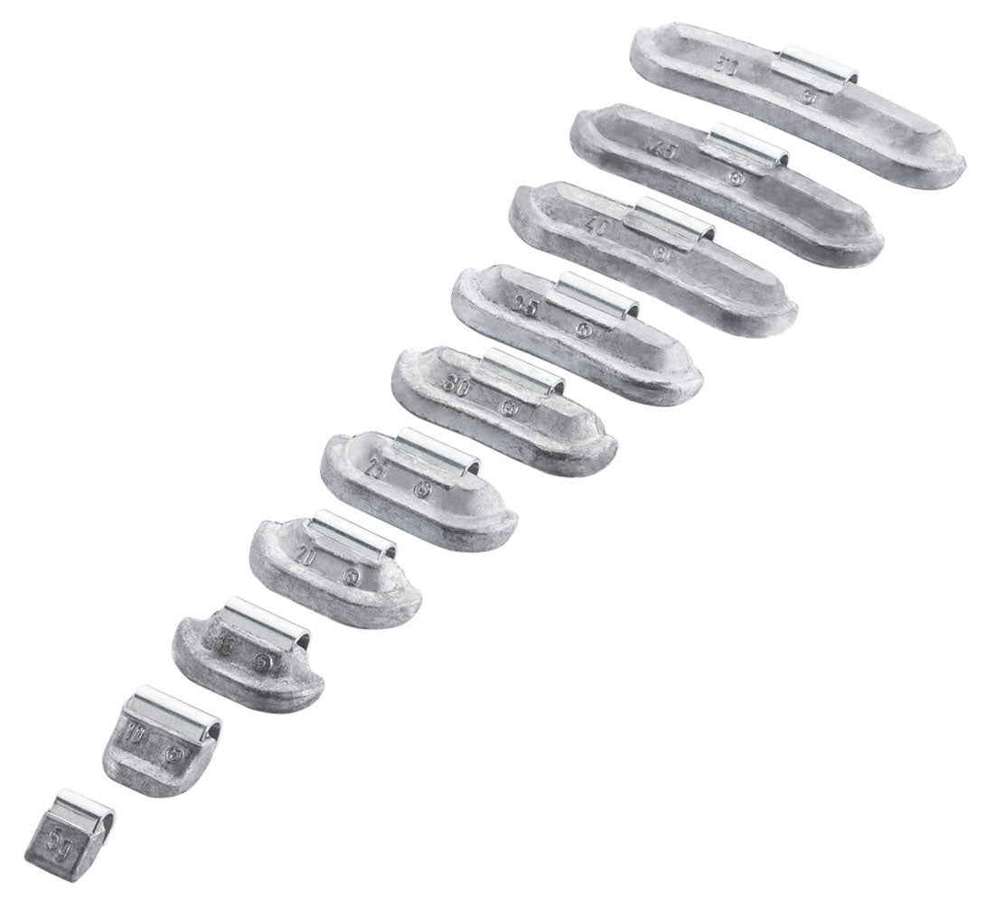 Set-kit contrappesi assortiti per equilibratura ruote in acciaio auto, pesi cerchi, 10 g 100 pezzi Pb 1 kg