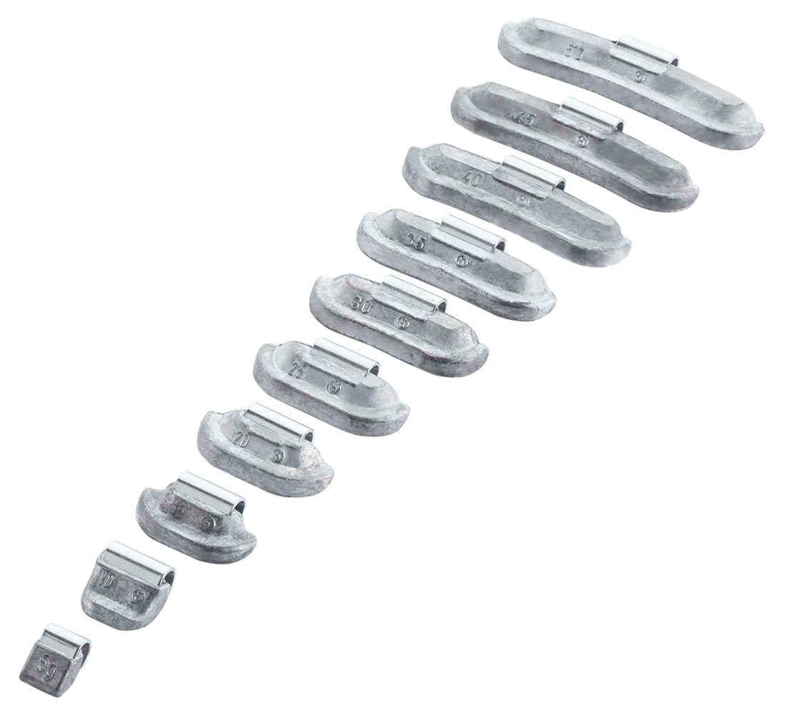 Set-kit contrappesi assortiti per equilibratura ruote in acciaio auto, pesi cerchi, 5 g 100 pezzi Pb 0, 55 kg