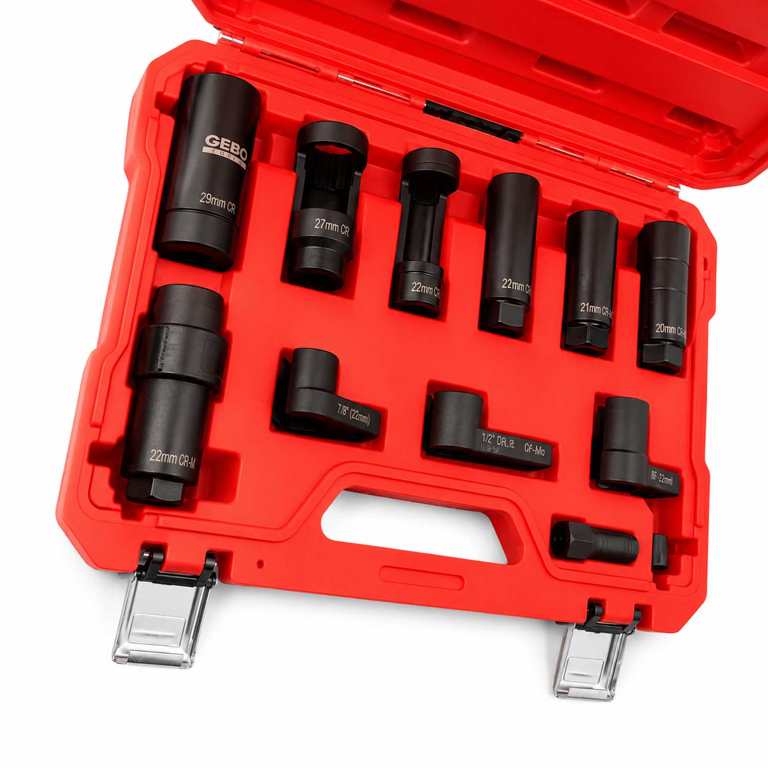 Set-kit di bussole speciali a impatto per sonda,sensori lambda e iniettori compatibile con VW, Audi, BMW, Mercedes, Ford, Opel, Peugeot, Citroen, Renault, Seat, Skoda 11 pezzi Gebo Tools
