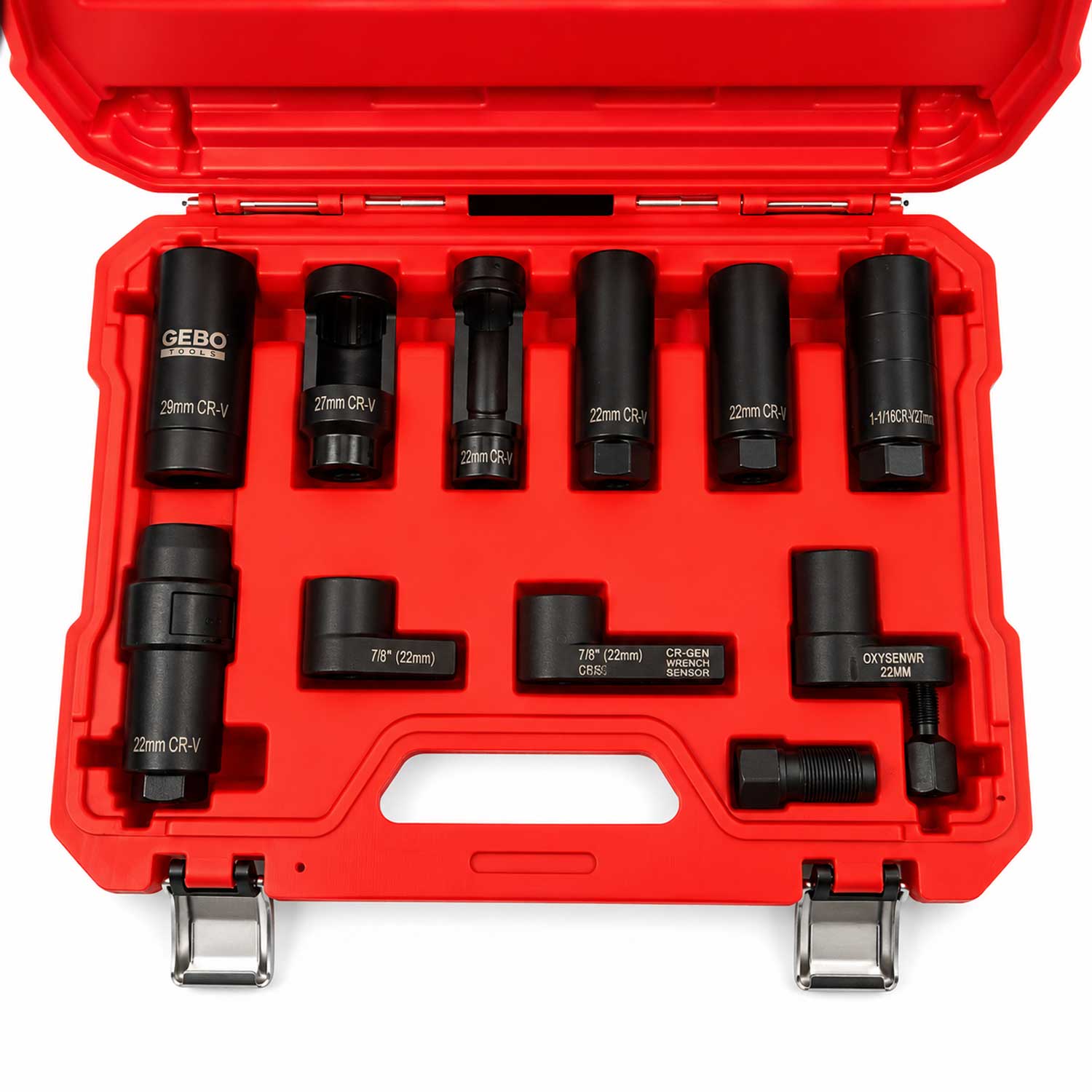 Set-kit di bussole speciali a impatto per sonda,sensori lambda e iniettori compatibile con VW, Audi, BMW, Mercedes, Ford, Opel, Peugeot, Citroen, Renault, Seat, Skoda 11 pezzi Gebo Tools