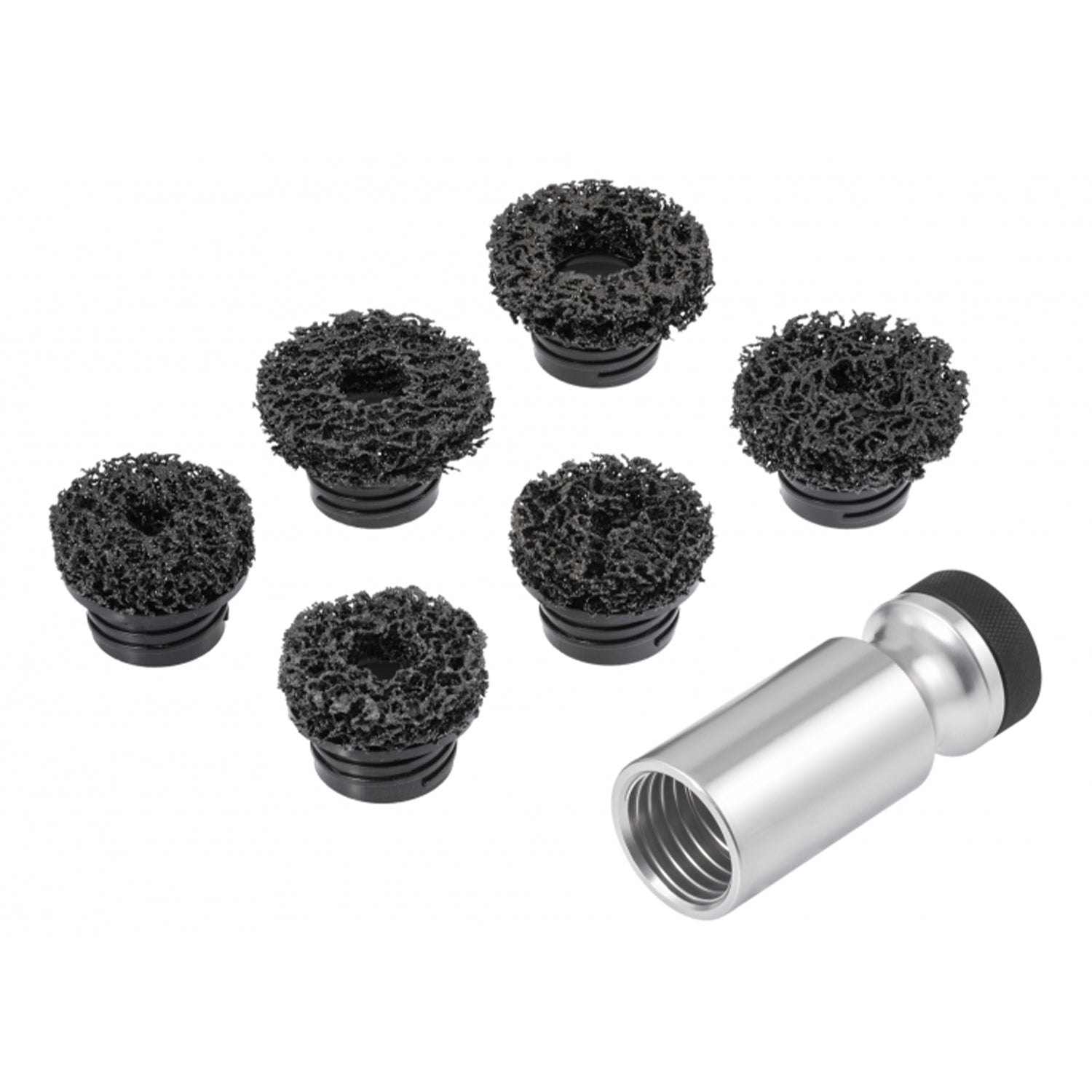 Set-kit di spazzole per pulizia mozzi ruota e dadi ,adattatore pulitore mozzi cerchi 7 pezzi Quatros