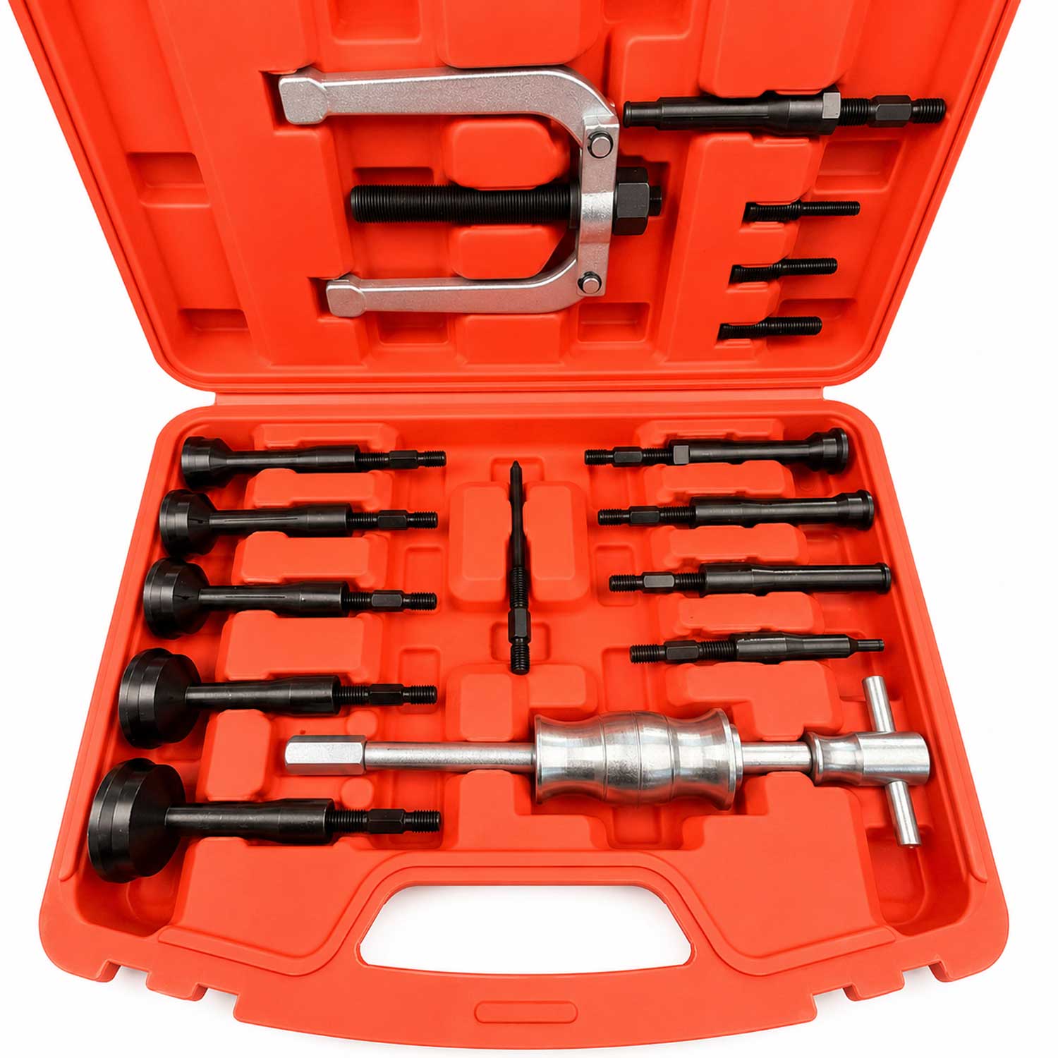 Set-kit estrattore boccole e cuscinetti interni, attrezzi per la rimozione con martello scorrevole, 8 - 58 mm, 17 pezzi Gebo Tools