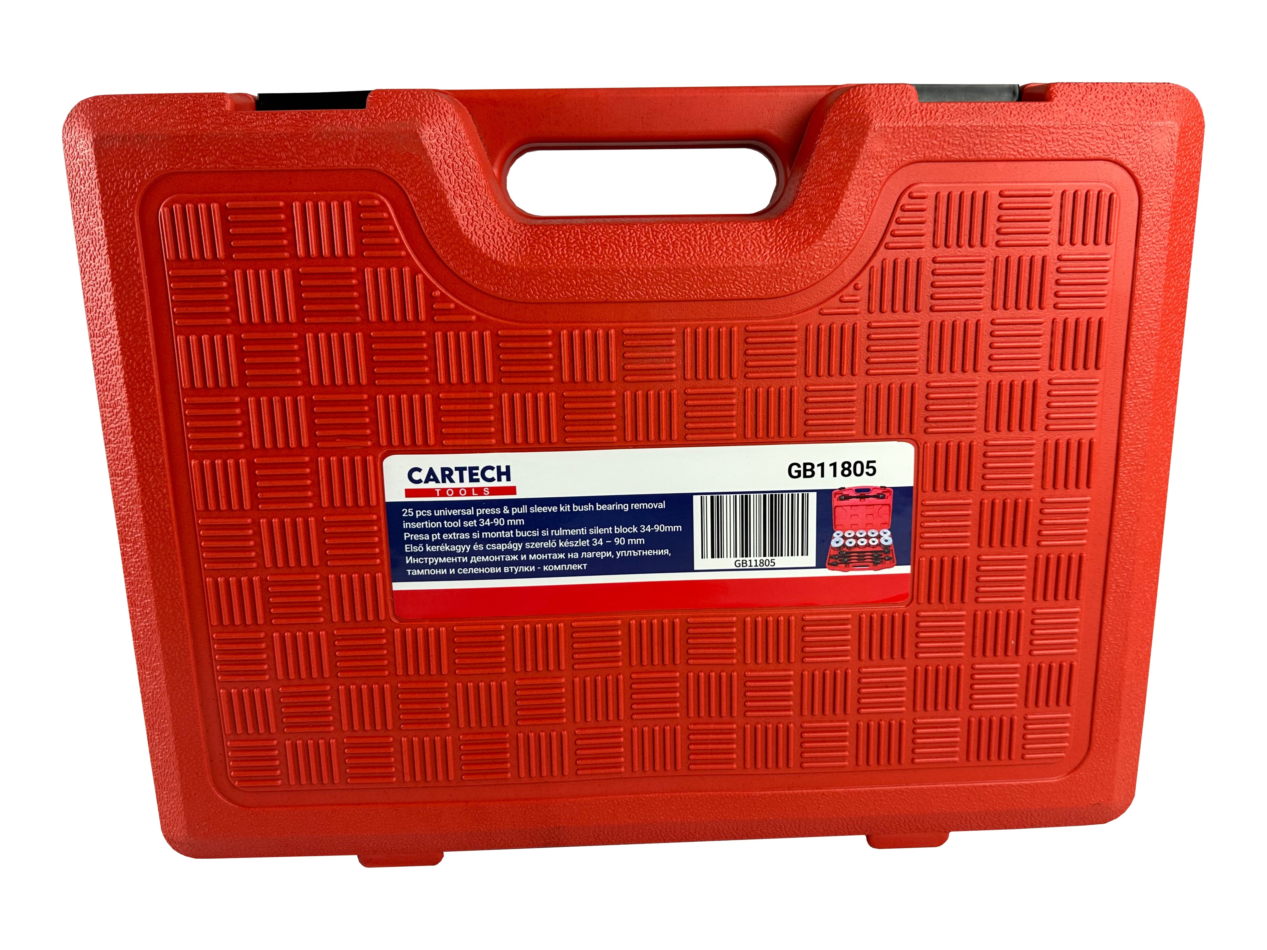 Set-kit estrattore silent block auto, 34–90 mm con manicotti universali per rimozione sicura di cuscinetti e boccole Gebo Tools