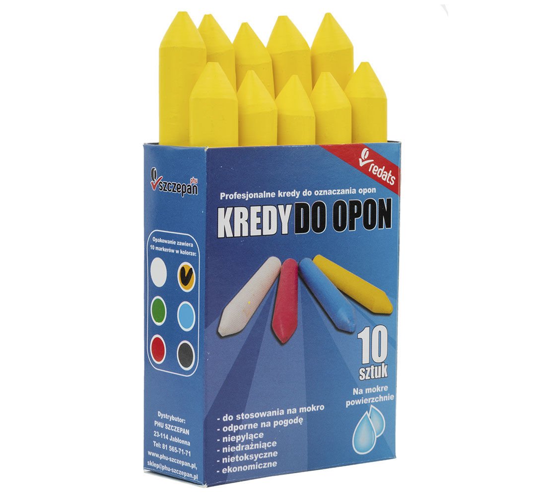 Set-kit gessi per pneumatici, giallo, marcatura, marcatore, gessetto, pennarello a gesso, Premium 10 pezzi