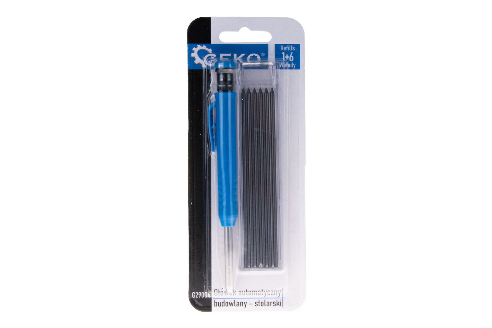 Set-kit matite falegname con 6 mine di ricambio, blu, solida meccanica carpentiere temperino incorporato, marcatore di velocità, misura di vernice, strumenti marcatura falegnameria, 7 pezzi Geko