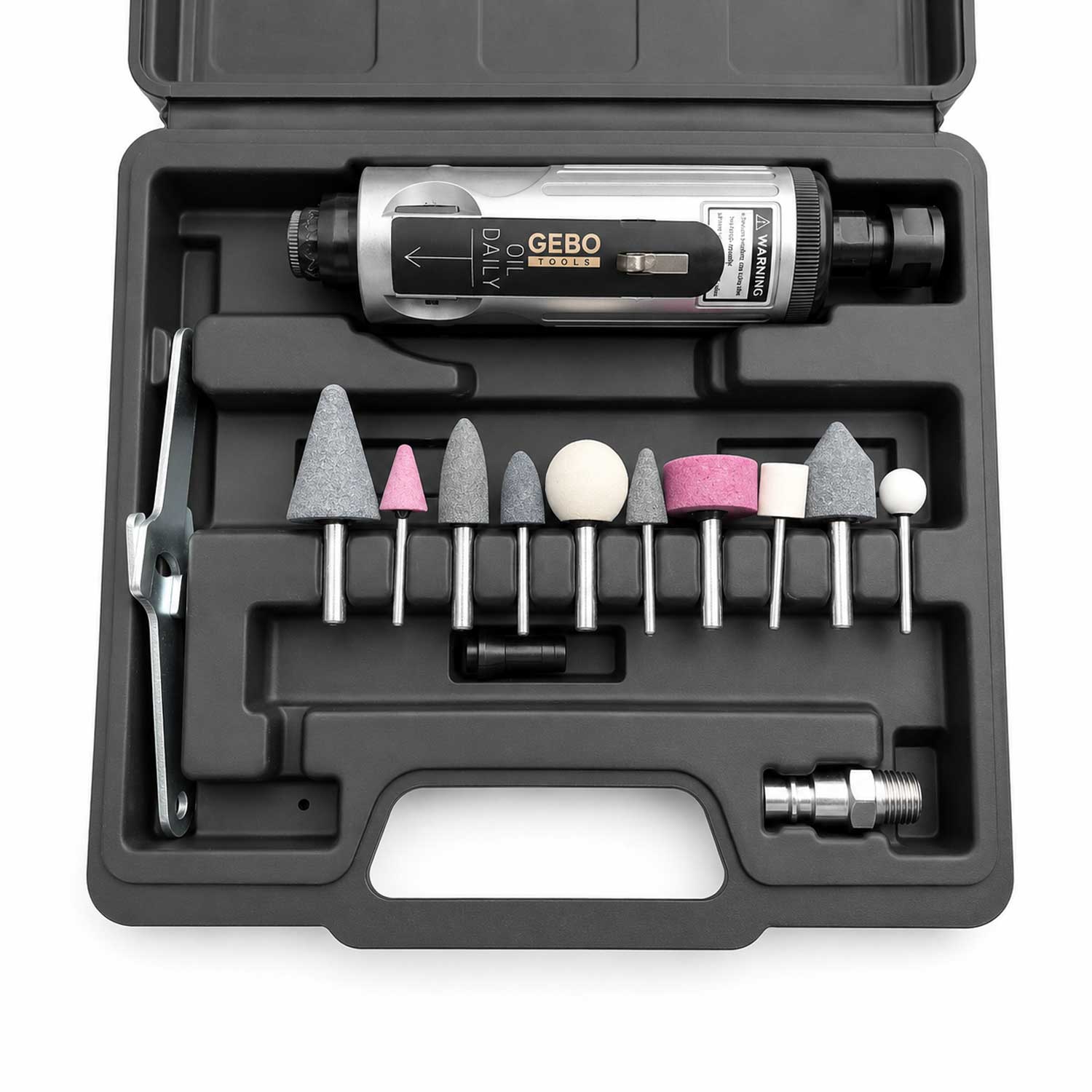 Set-kit smerigliatrice pneumatica dritta con accessori Gebo Tools