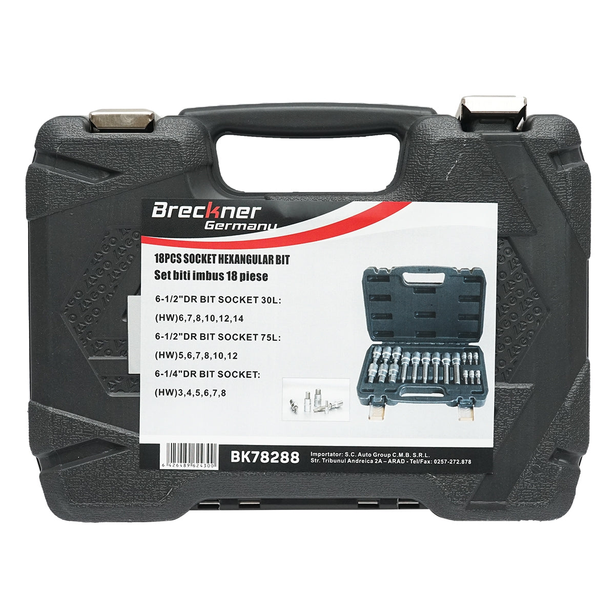 Set 18 pezzi bussole inserti esagonali esagonale attacco 1/2" 1/4", corte lunghe