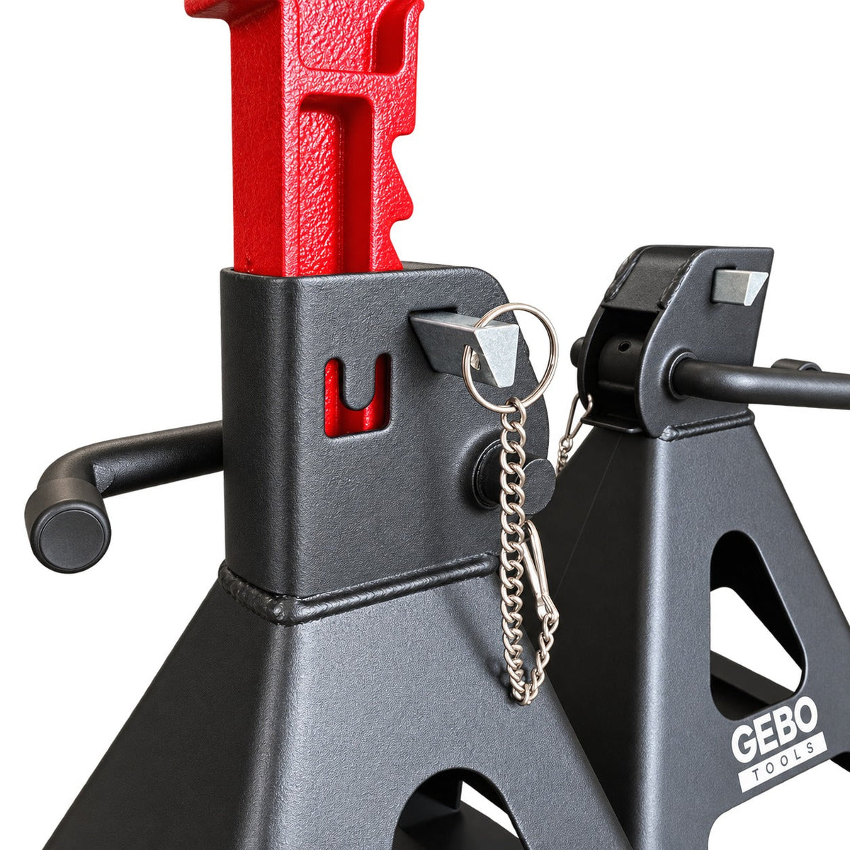 Set-kit 2 cavalletti auto, per carrozzeria, capacità 3 t, altezza regolabile, supporti per assale con leva di sicurezza, da sostegno per officina, fai da te, domestico, garage, moto, 9.5-43 cm Gebo Tools