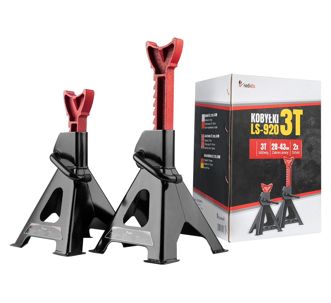 Set-kit 2 cavalletti di sostegno per veicoli, capacità 3 tonnellate, supporto auto,colonnette professionali con doppia sicurezza