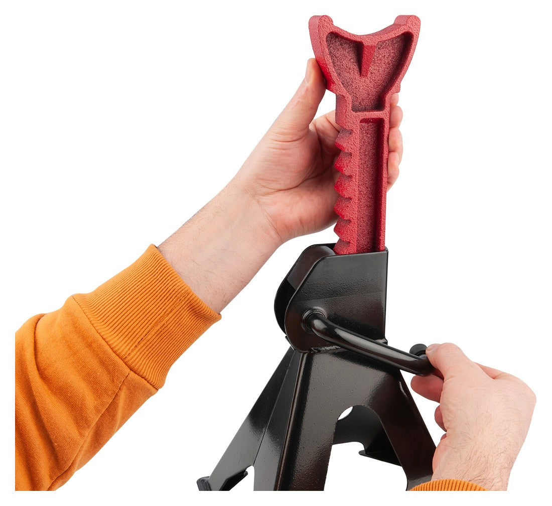 Set-kit 2 cavalletti di sostegno per veicoli, capacità 3 tonnellate, supporto auto,colonnette professionali con doppia sicurezza