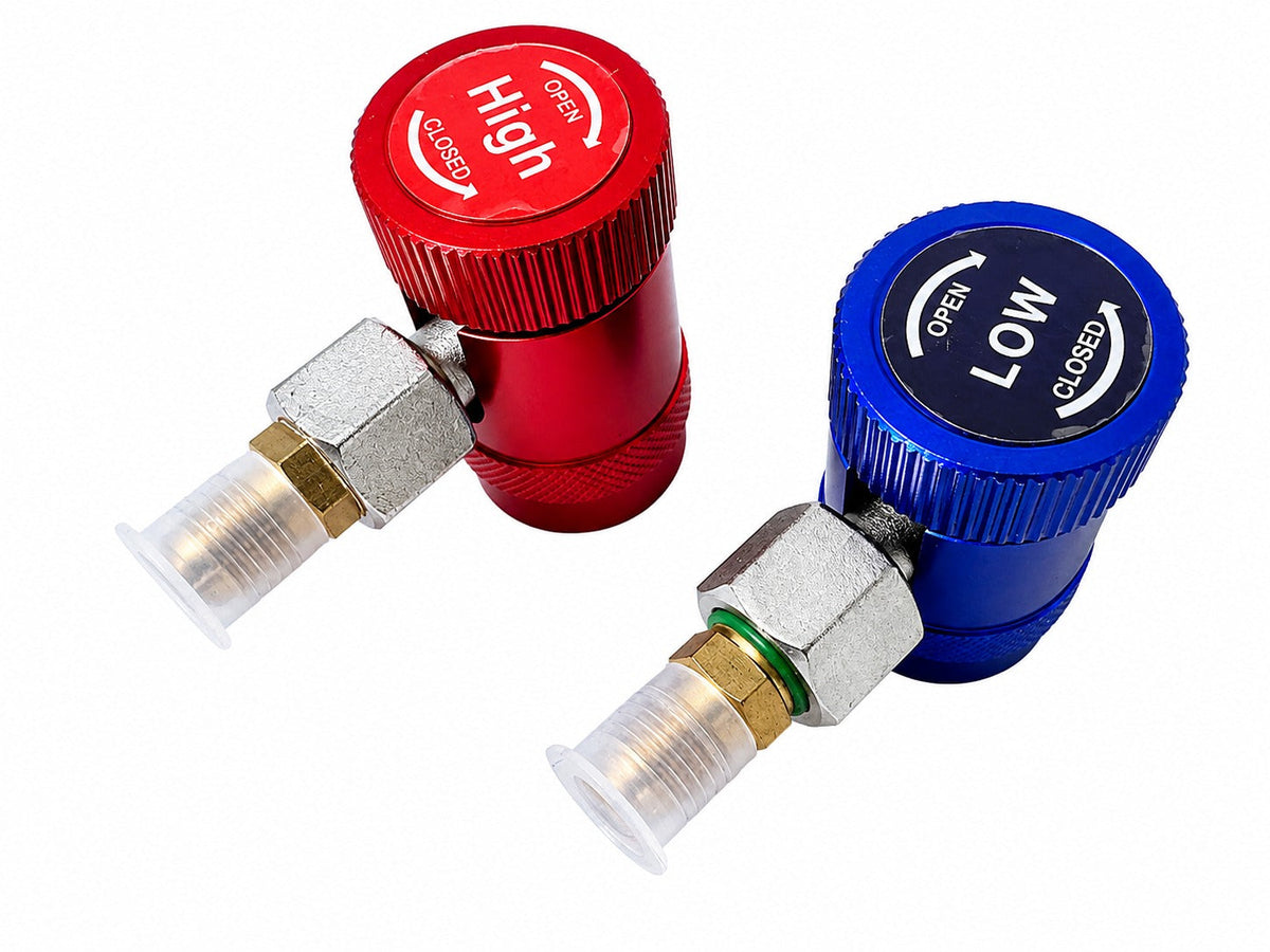 Set-kit attacco rapido 90° alta pressione con rubinetto gas, AC R1234YF regolabile raccordi di ricarica AC, conversione aria condizionata per auto HVAC, Gebo Tools