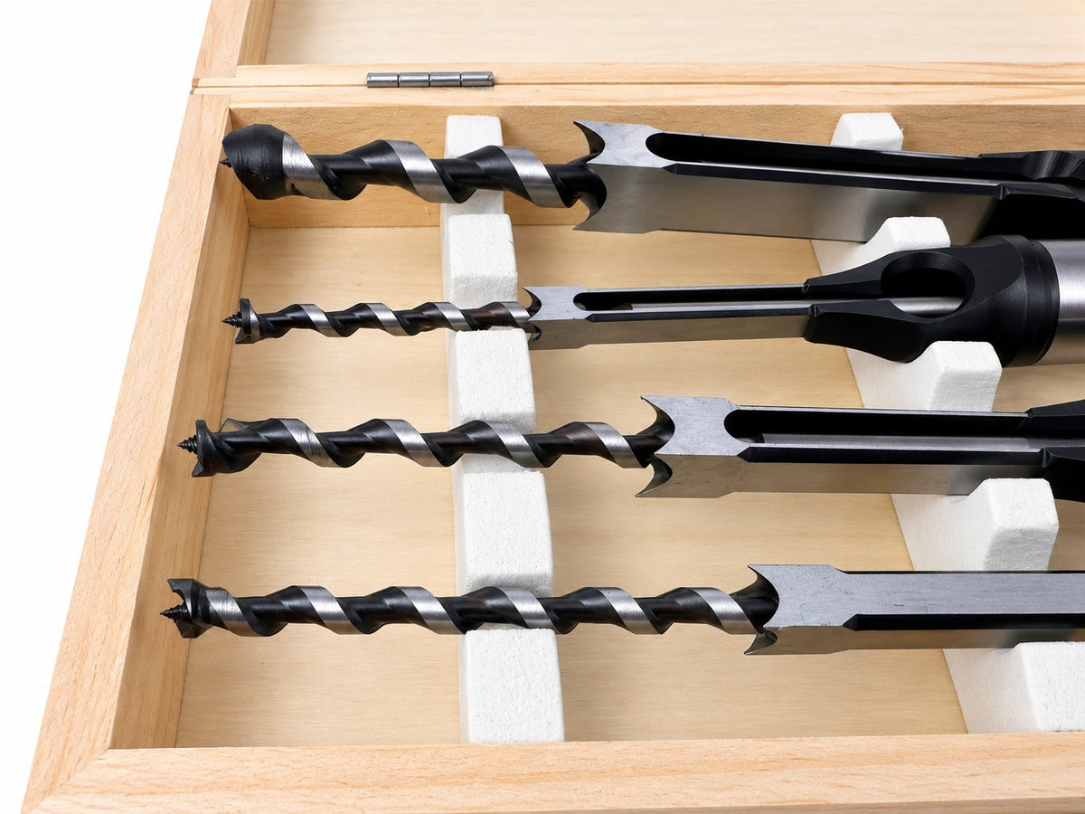 Set-kit 4 punte da trapano quadrate per la lavorazione del legno,per falegnameria, per svasatura fai da te, Gebo Tools