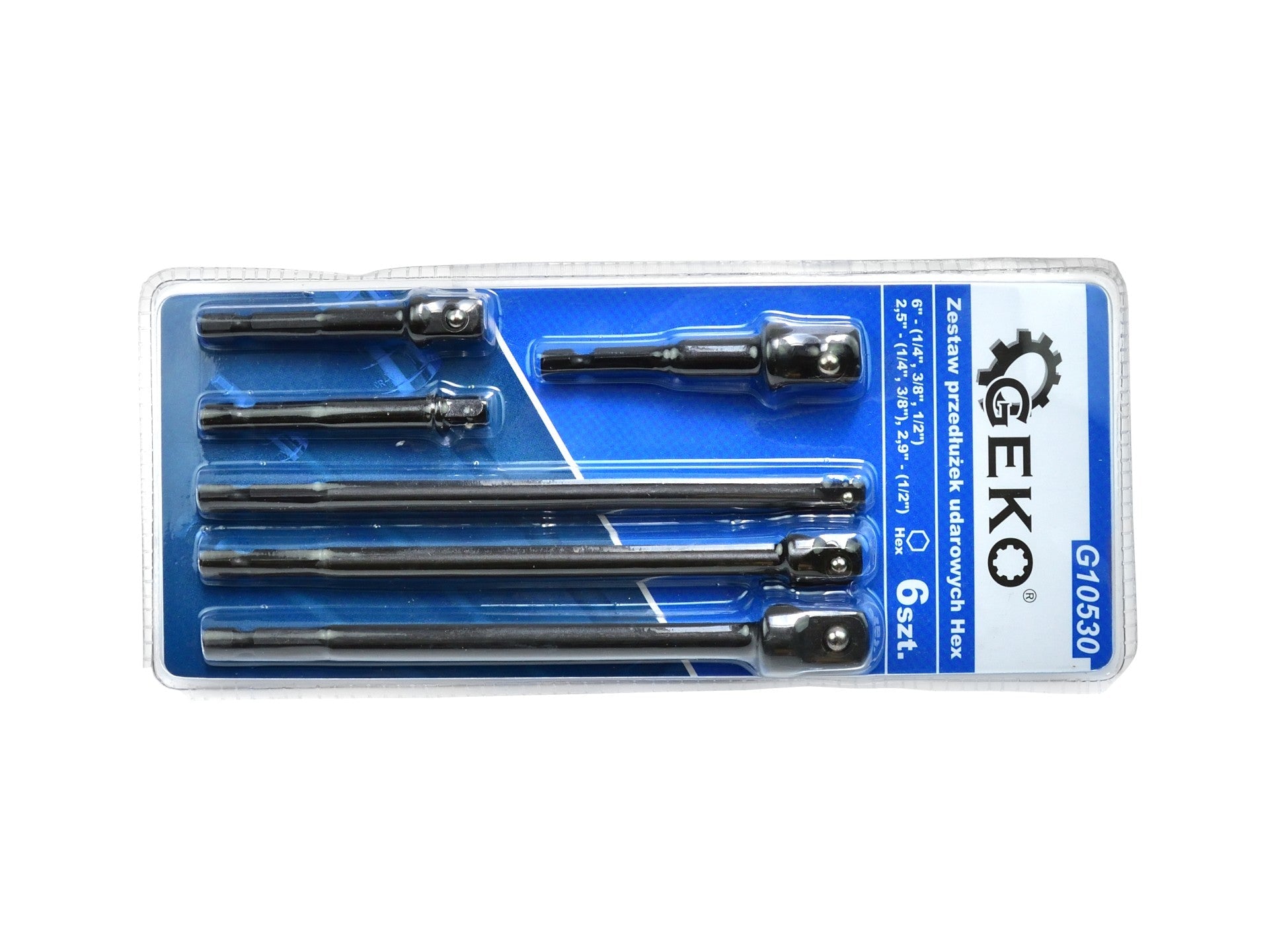Set di adattatori a bussola, kit punte per avvitatore a impulsi,6 pz, lunghi: 65-150 mm, Geko
