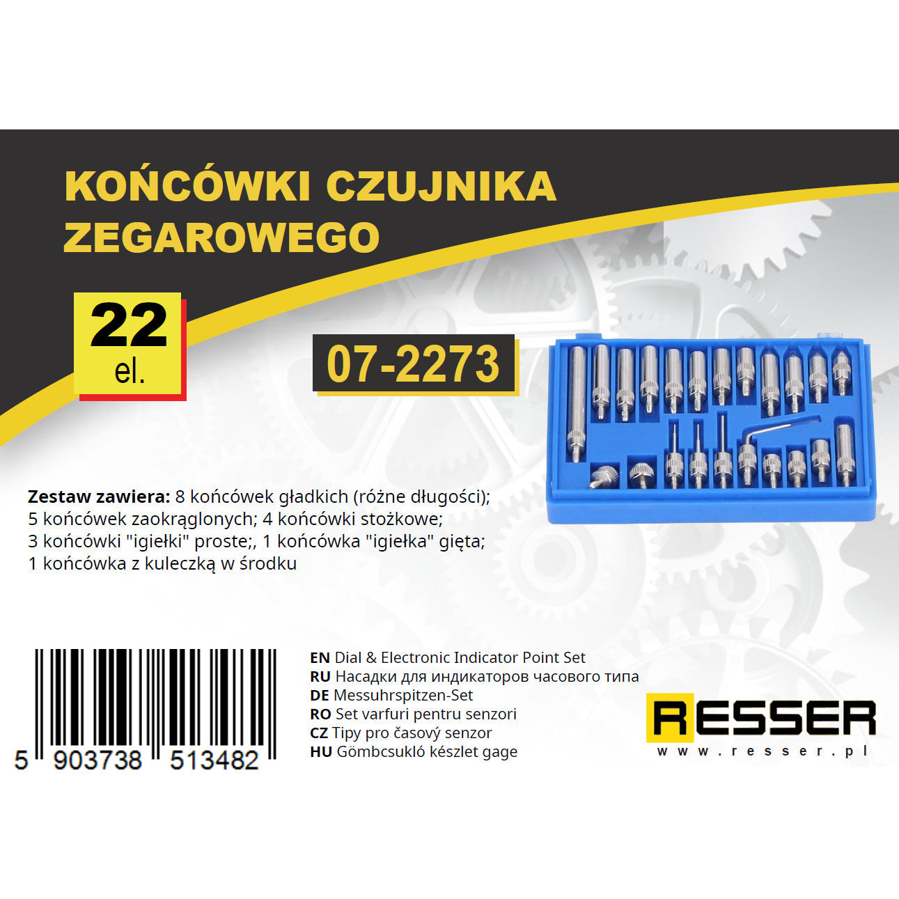 Set-kit prolunghe e adattatori per comparatori, 22 pezzi Resser