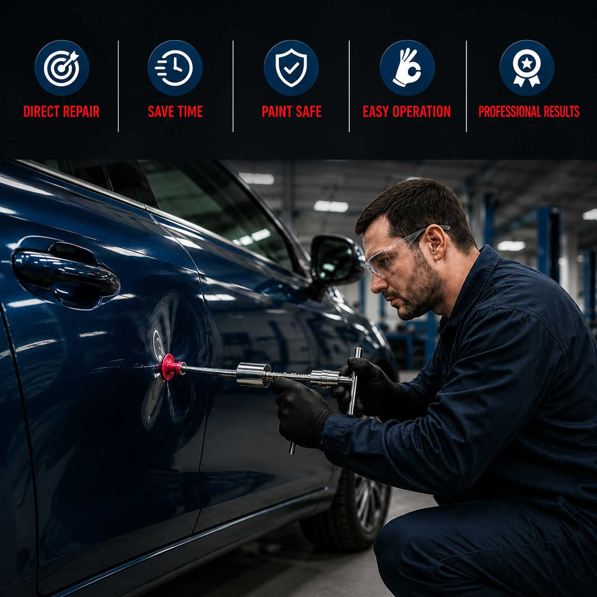Kit-set tira bolle, tirabolli auto per riparazione ammaccature grandine carrozzeria, levabolle, ventosa carrozzeria per rimozione grandine, Gebo Tools