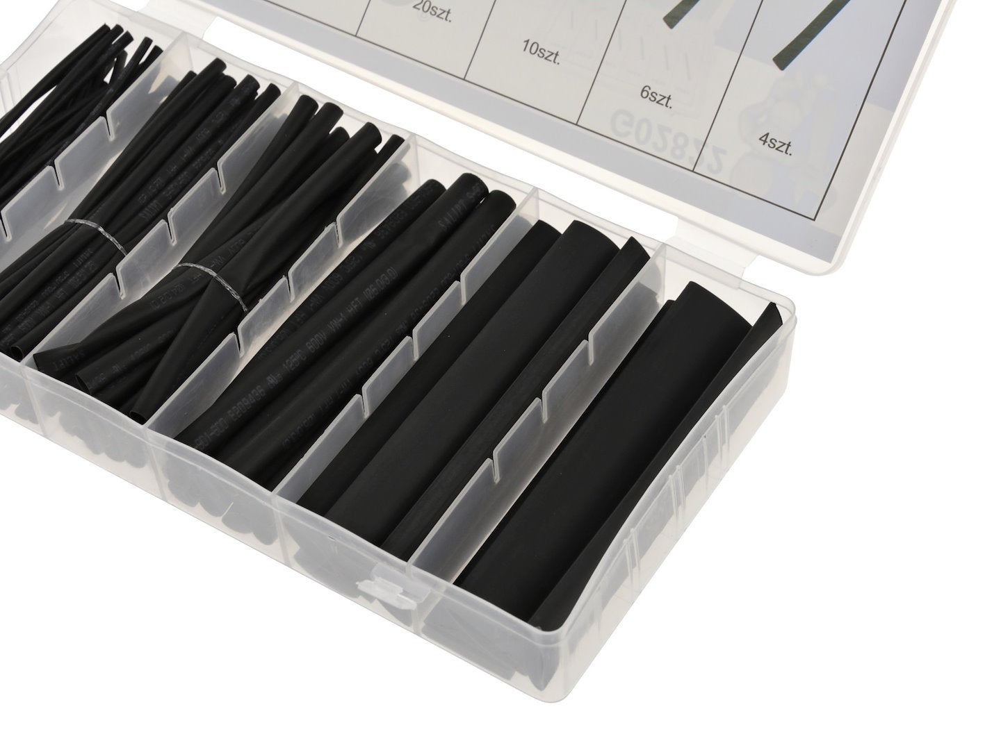 Set-kit 100 guaine termorestringenti per cavi, nero,6 misure Geko