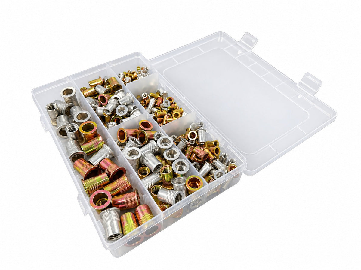 Set-kit rivetti filettati, assortimento dadi per inserti, M3-M10 300 pezzi, Gebo Tools