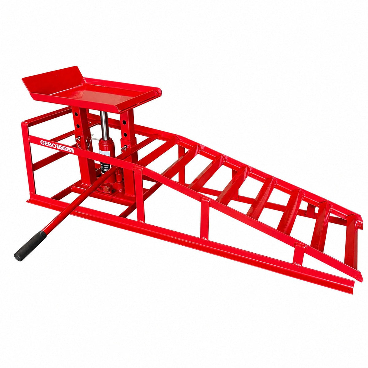 Set-kit rampe sollevamento con martinetto idraulico, altezza regolabile ,rampa di carico per auto, portata 2 tonnellate Gebo Tools