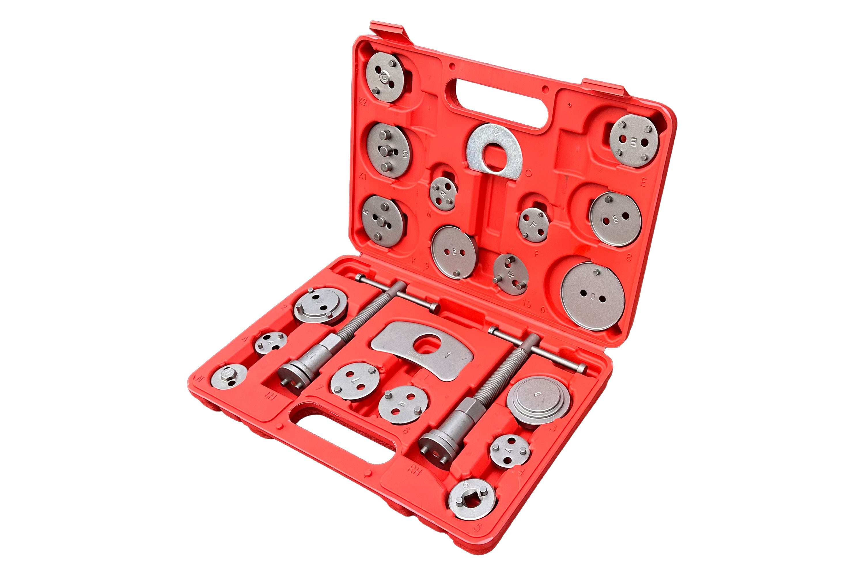 Set-kit ripristino per pinze freno, strumento universale per la retrazione, attrezzi rimozione dei pistoni dei freni anteriori e posteriori, auto garage, 22 pezzi Gebo Tools